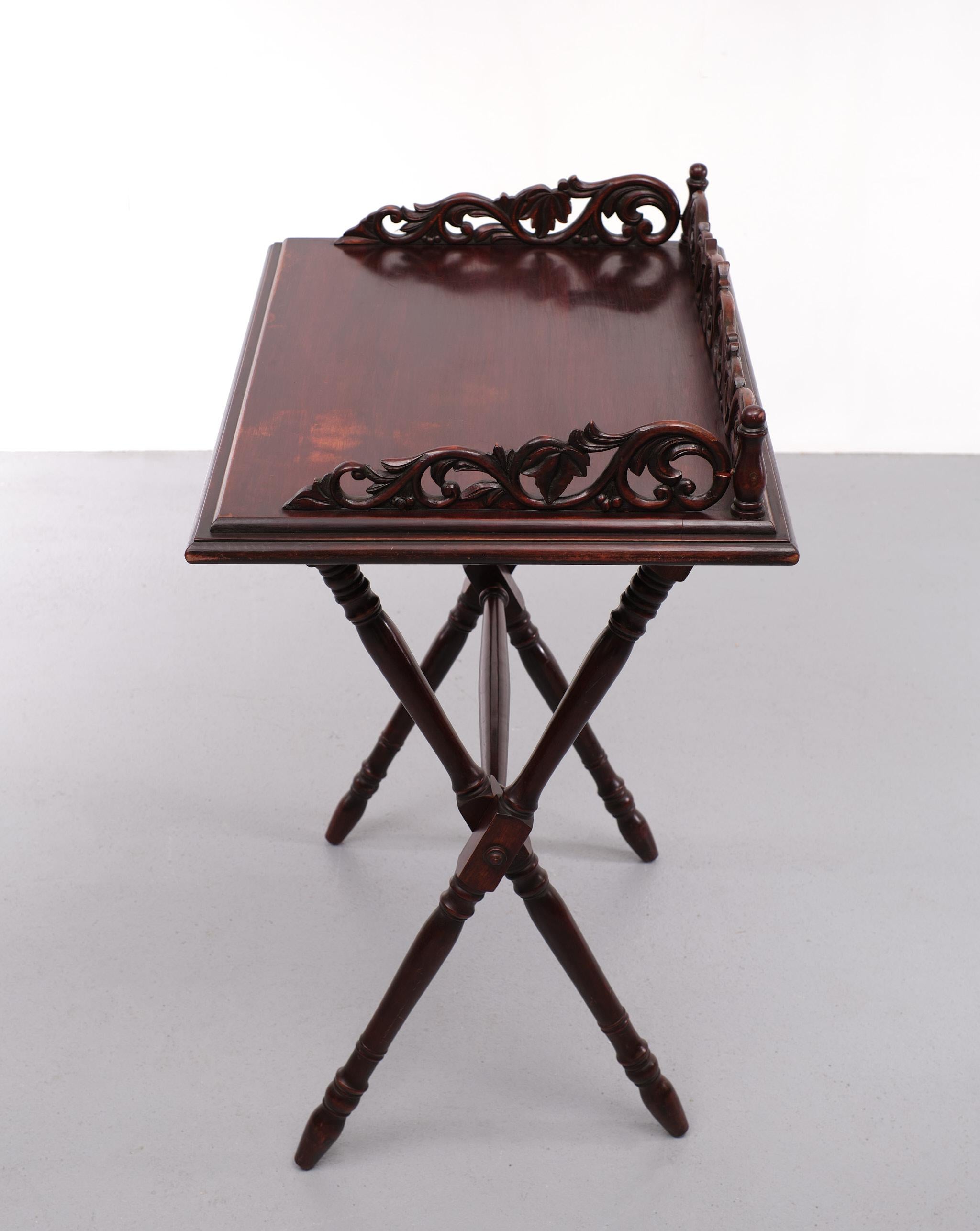 Antique Mahogany  tray table Victorian 1880 England  8