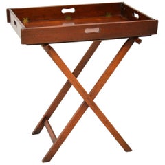 Antique Mahogany Tray Top Butlers Stand or Side Table