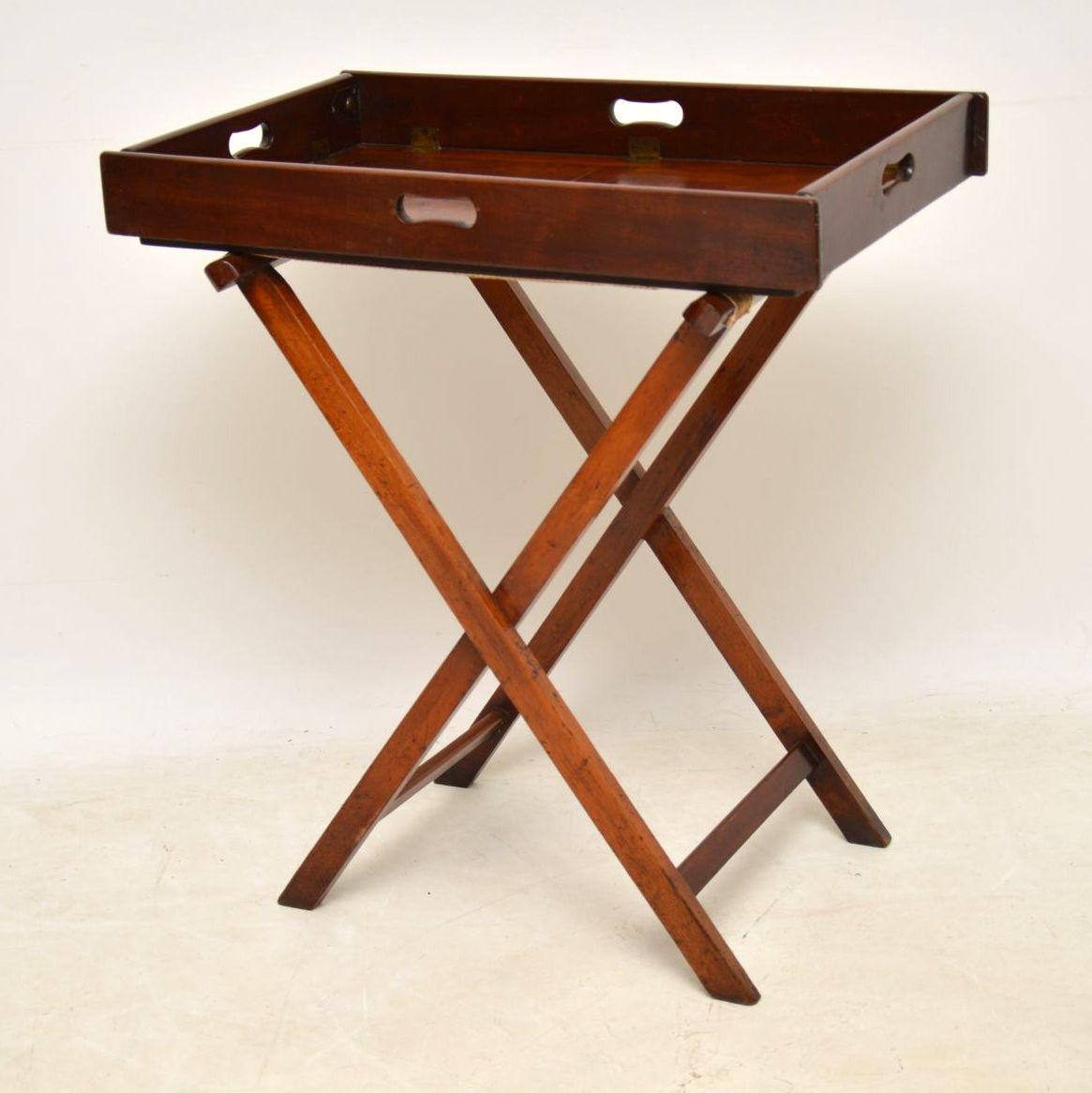 Antique Mahogany Tray Top Butlers Stand or Side Table In Good Condition In London, GB