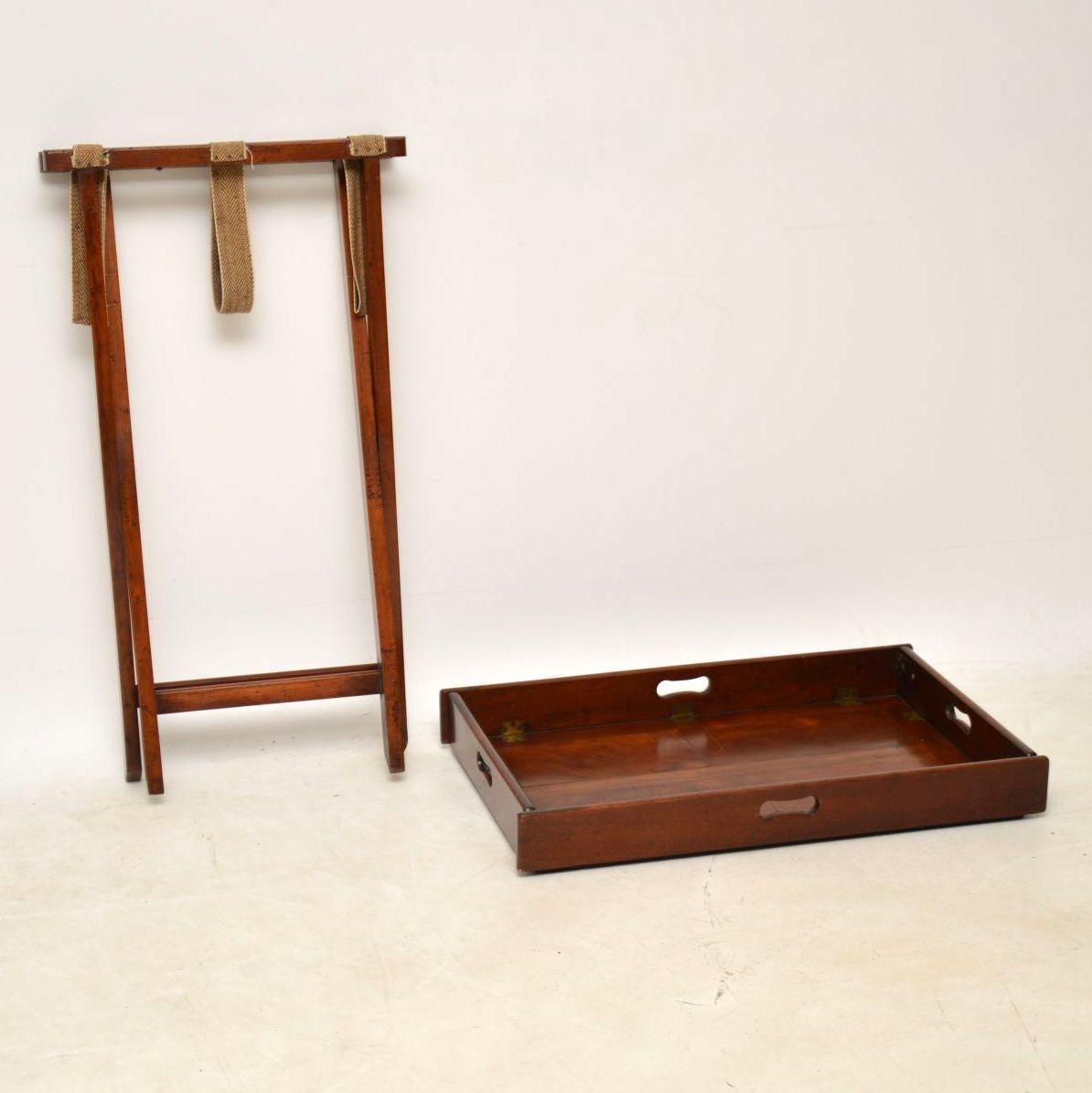 Antique Mahogany Tray Top Butlers Stand or Side Table 3
