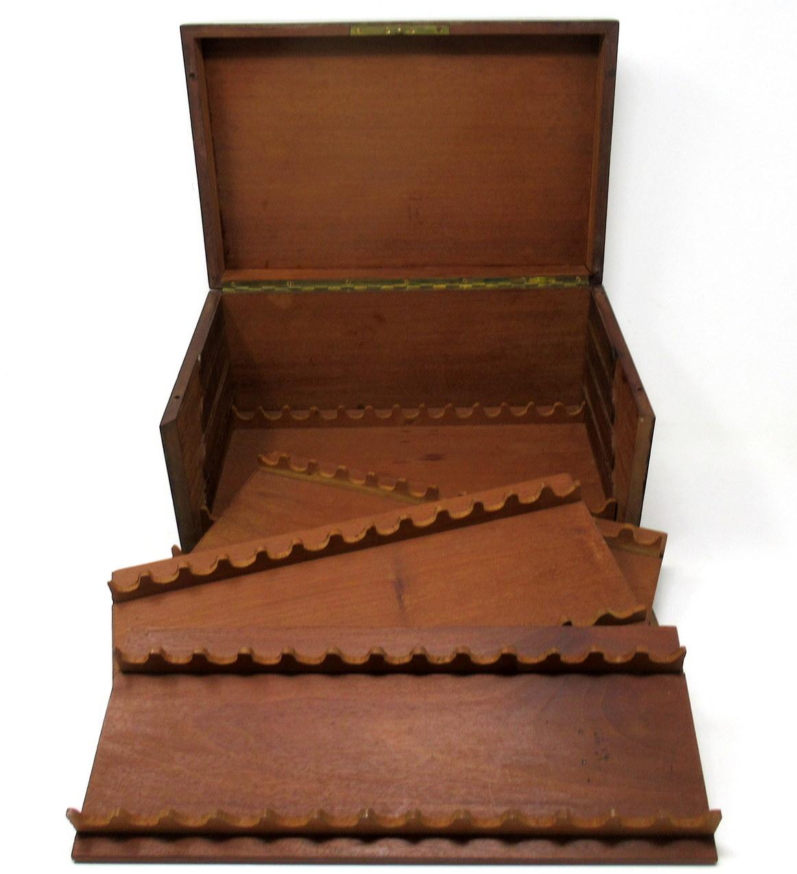 Antike Tunbridge Ware Zigarren- und Zigarettenschachtel aus Mahagoni mit Intarsien, viktorianisch  (Englisch) im Angebot