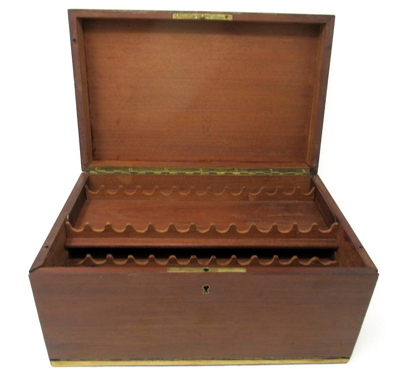 English Antique Mahogany Tunbridge Ware Marquetry Cigar Cigarette Casket Box Victorian  For Sale