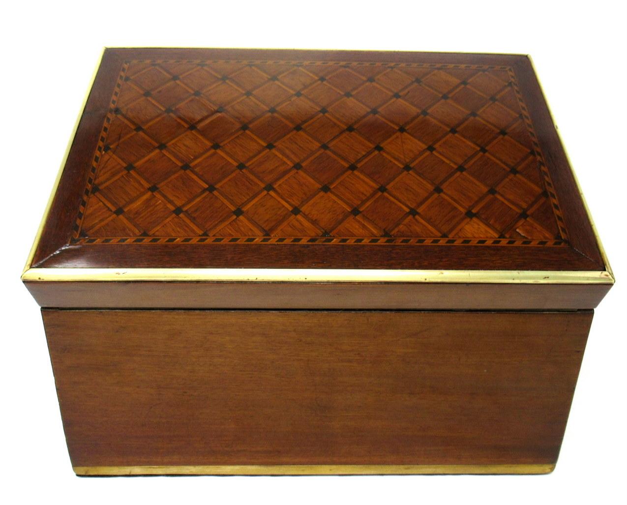 Antike Tunbridge Ware Zigarren- und Zigarettenschachtel aus Mahagoni mit Intarsien, viktorianisch  im Angebot 3