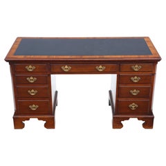 Antique Mahogany Twin Pedestal Desk Writing Dressing Table