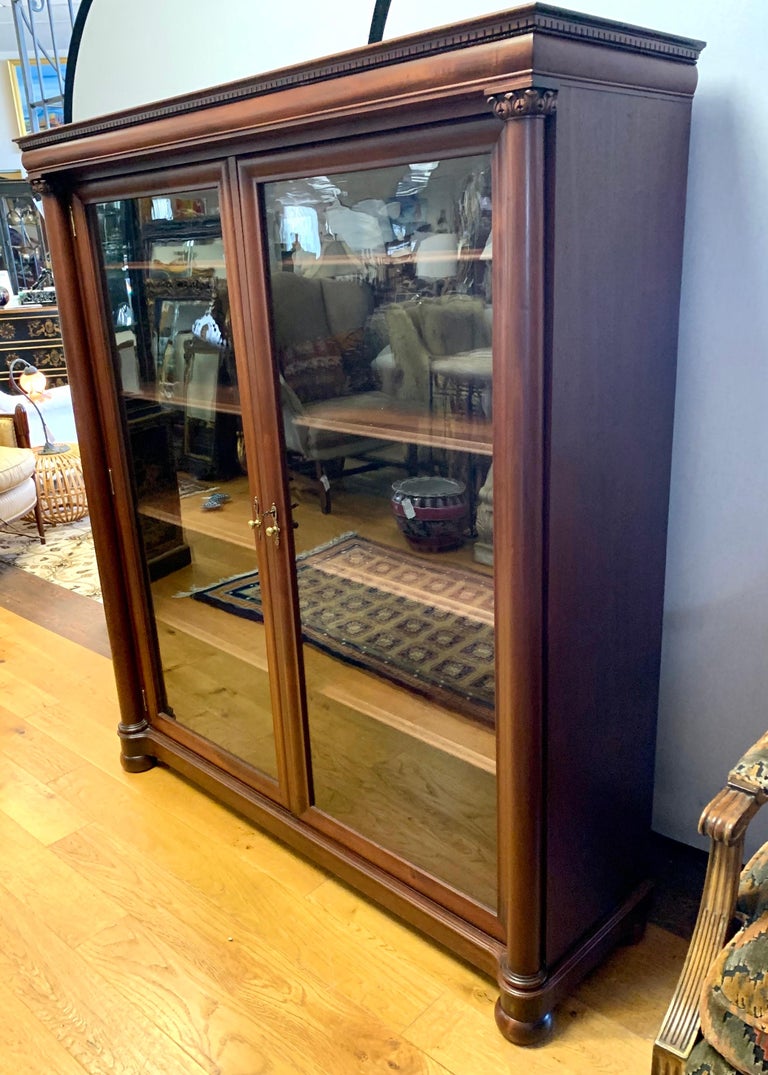 Antique Mahogany Two Door Display Bookcase Library at 1stDibs