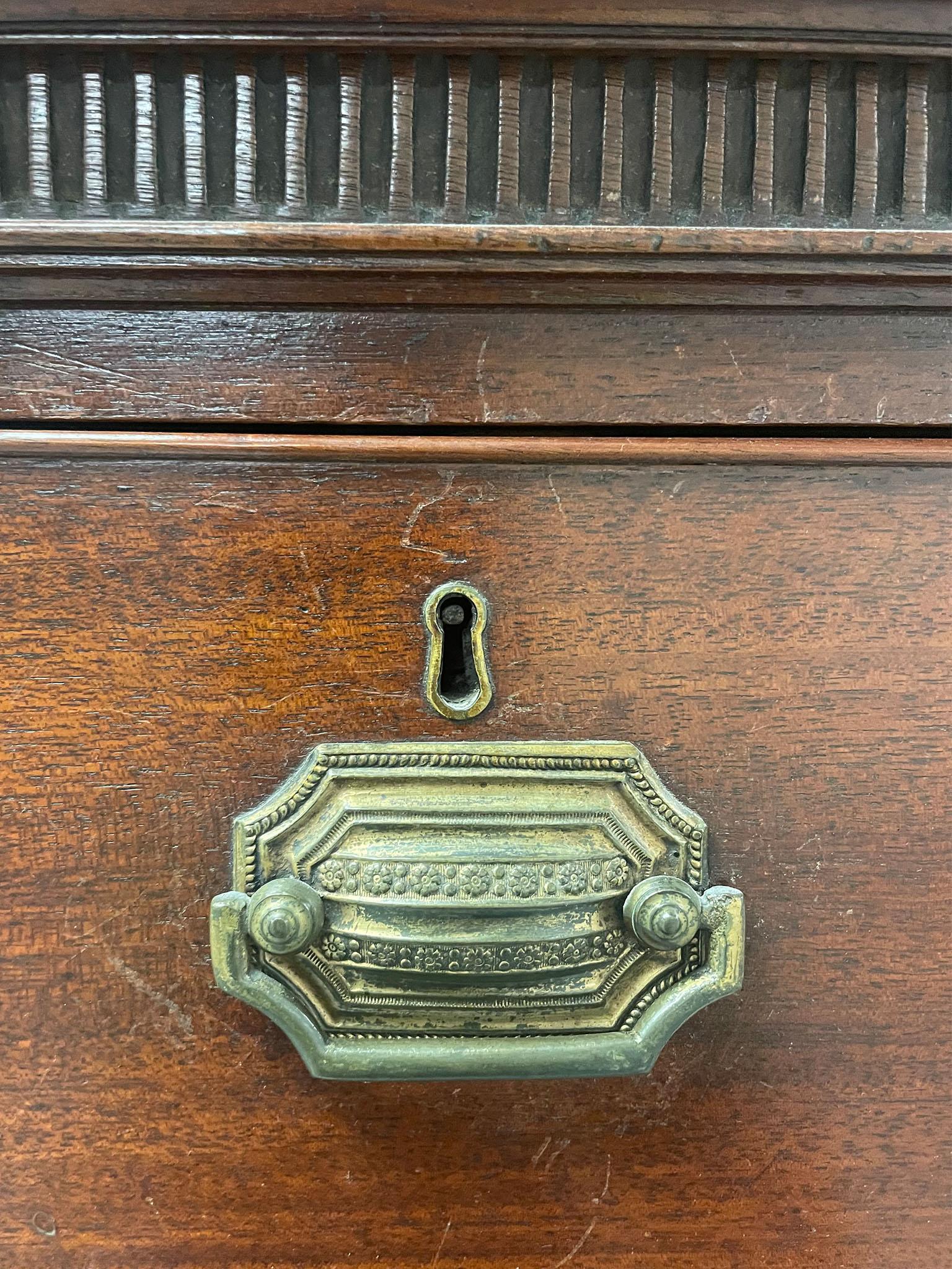 European Antique Mahogany Two-Piece Chest on Chest of Drawers For Sale