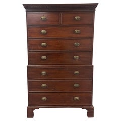 Antique Mahogany Two-Piece Chest on Chest of Drawers