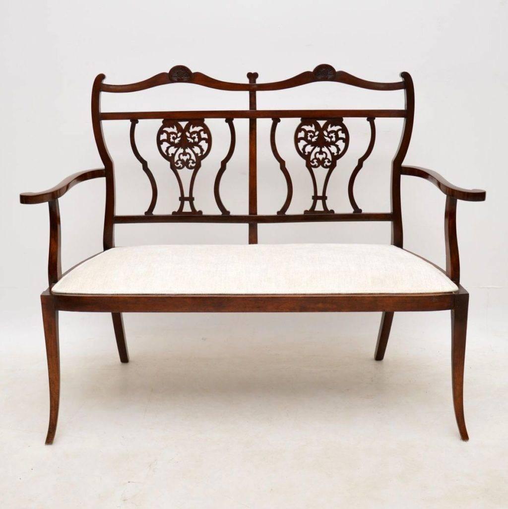 Edwardian Antique Mahogany Two-Seat Settee