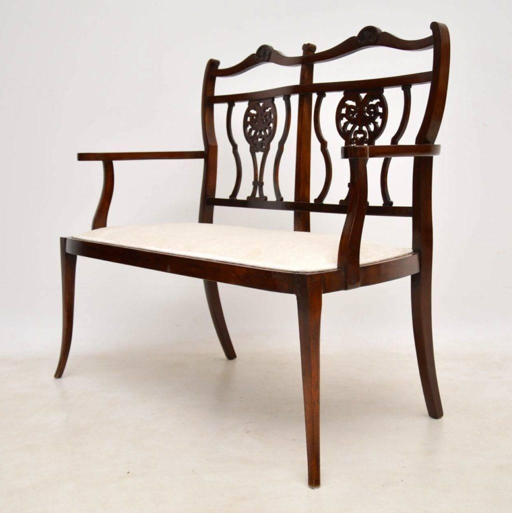 European Antique Mahogany Two-Seat Settee