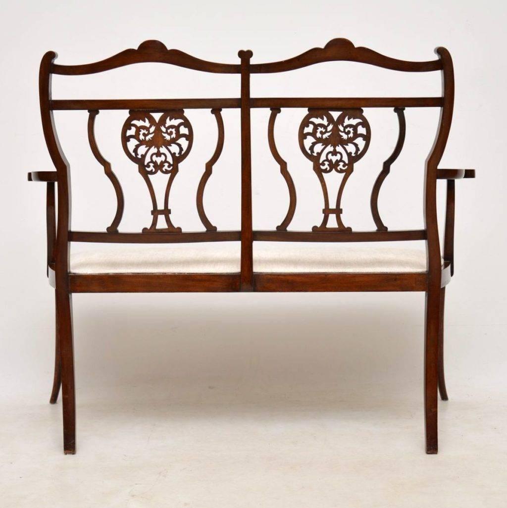 Antique Mahogany Two-Seat Settee 1