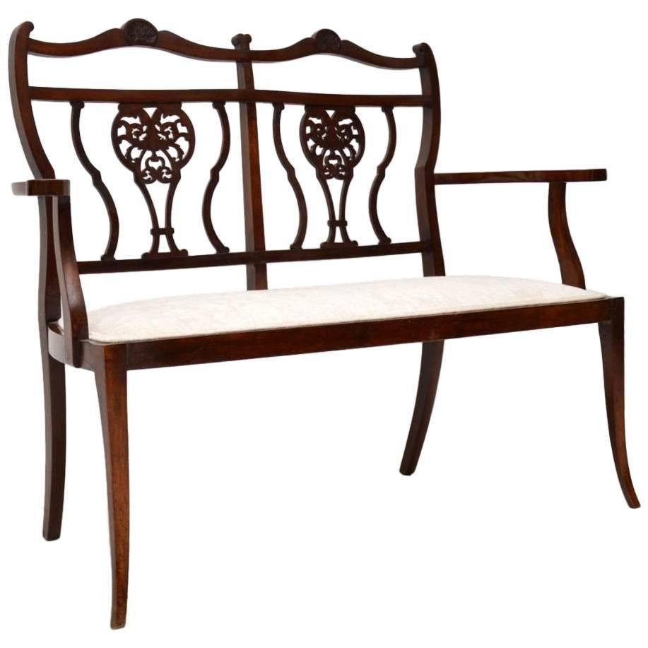 Antique Mahogany Two-Seat Settee
