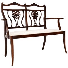 Antique Mahogany Two-Seat Settee