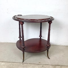 Antique Mahogany Two-Tier Kidney Table with Bobbin Turning, Brass Sabre Feet