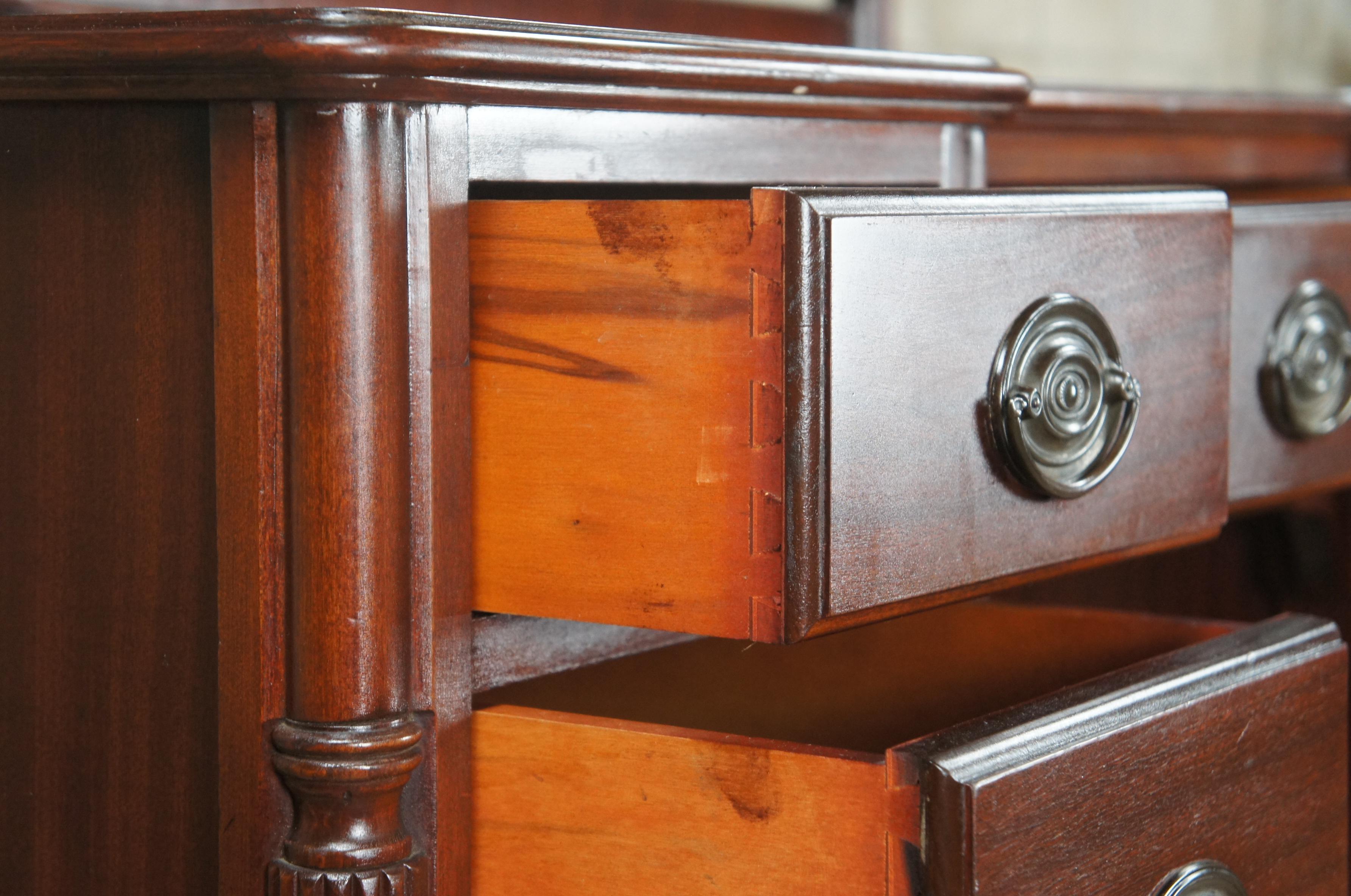 20th Century Antique Mahogany Vanity Kneehole Writing Desk Dressing Table w Mirror 70