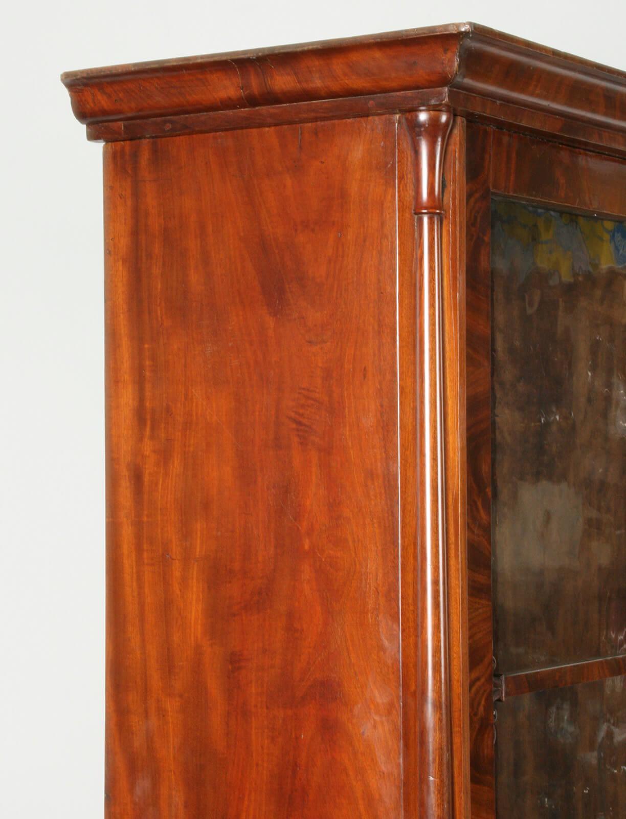 Antique Mahogany Veneered Bookcase, Biedermeier from the 19th Century 8