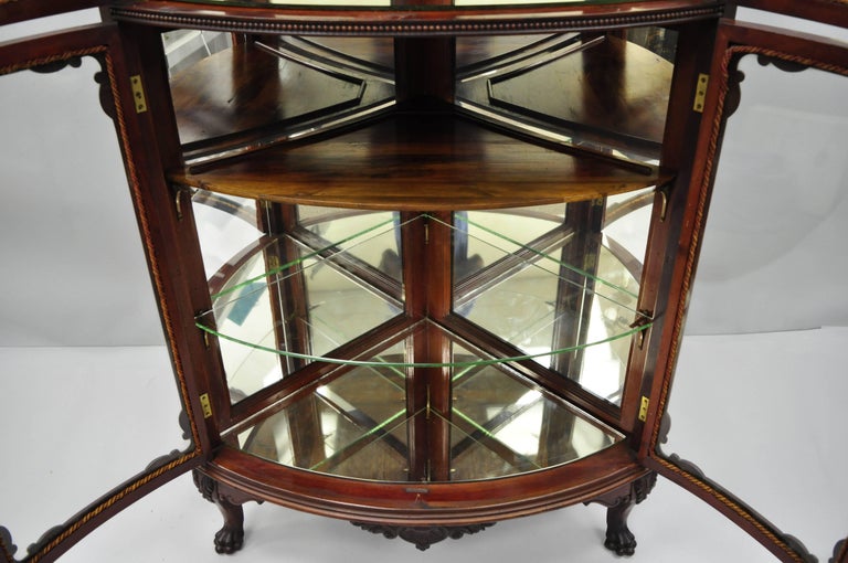 Antique Mahogany Victorian Bow Front Glass Corner Curio ...
