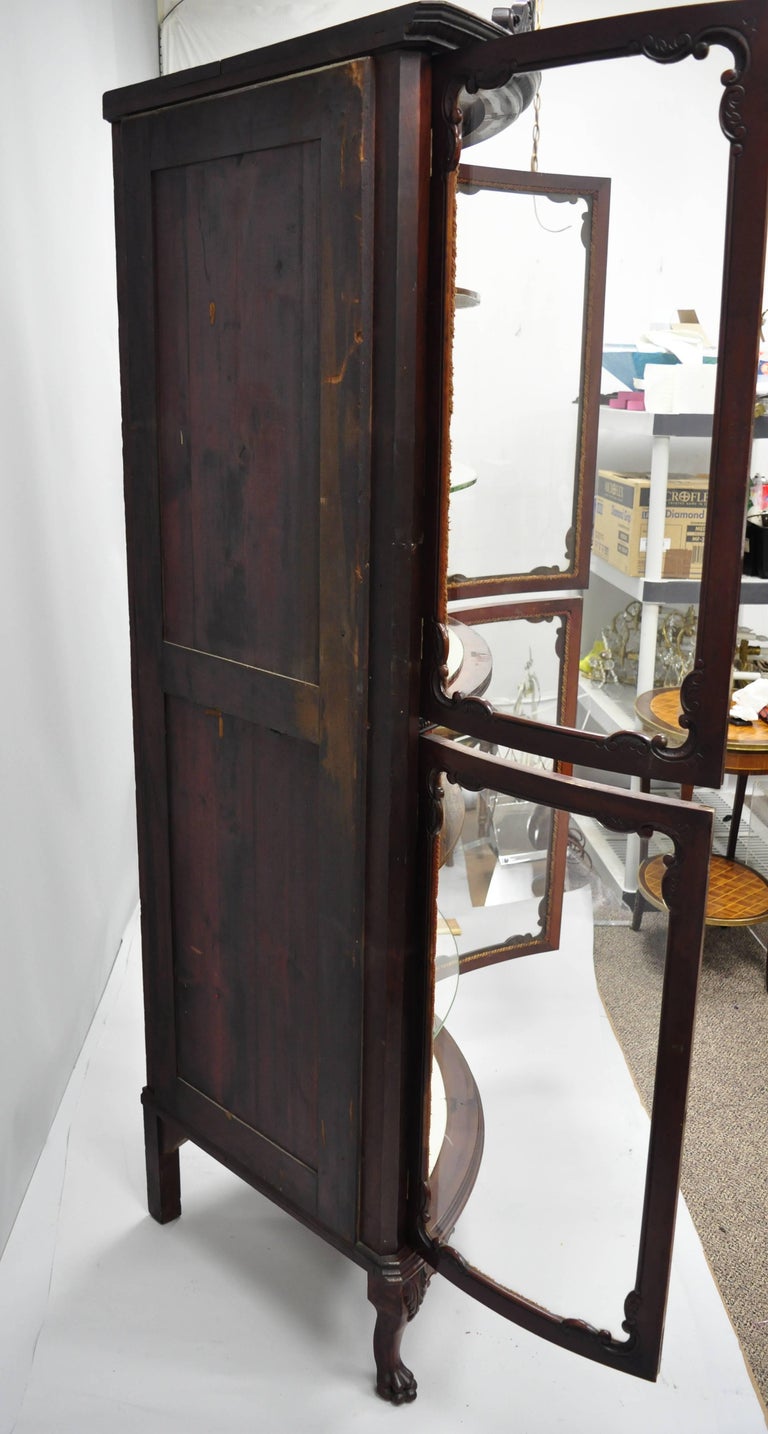 Antique Mahogany Victorian Bow Front Glass Corner Curio ...