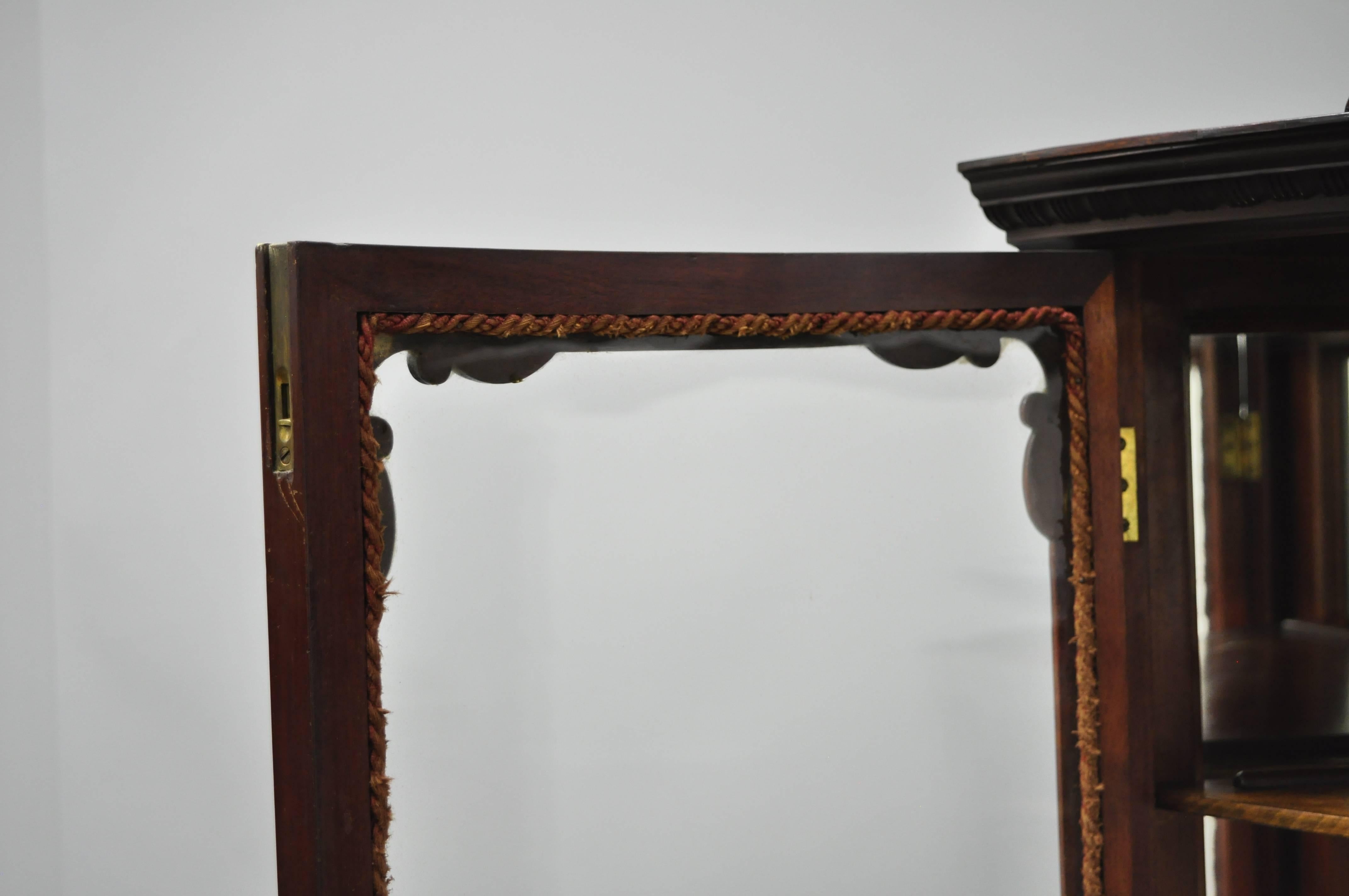 Antique Mahogany Victorian Bow Front Glass Corner Curio Cabinet Display Vitrine 6