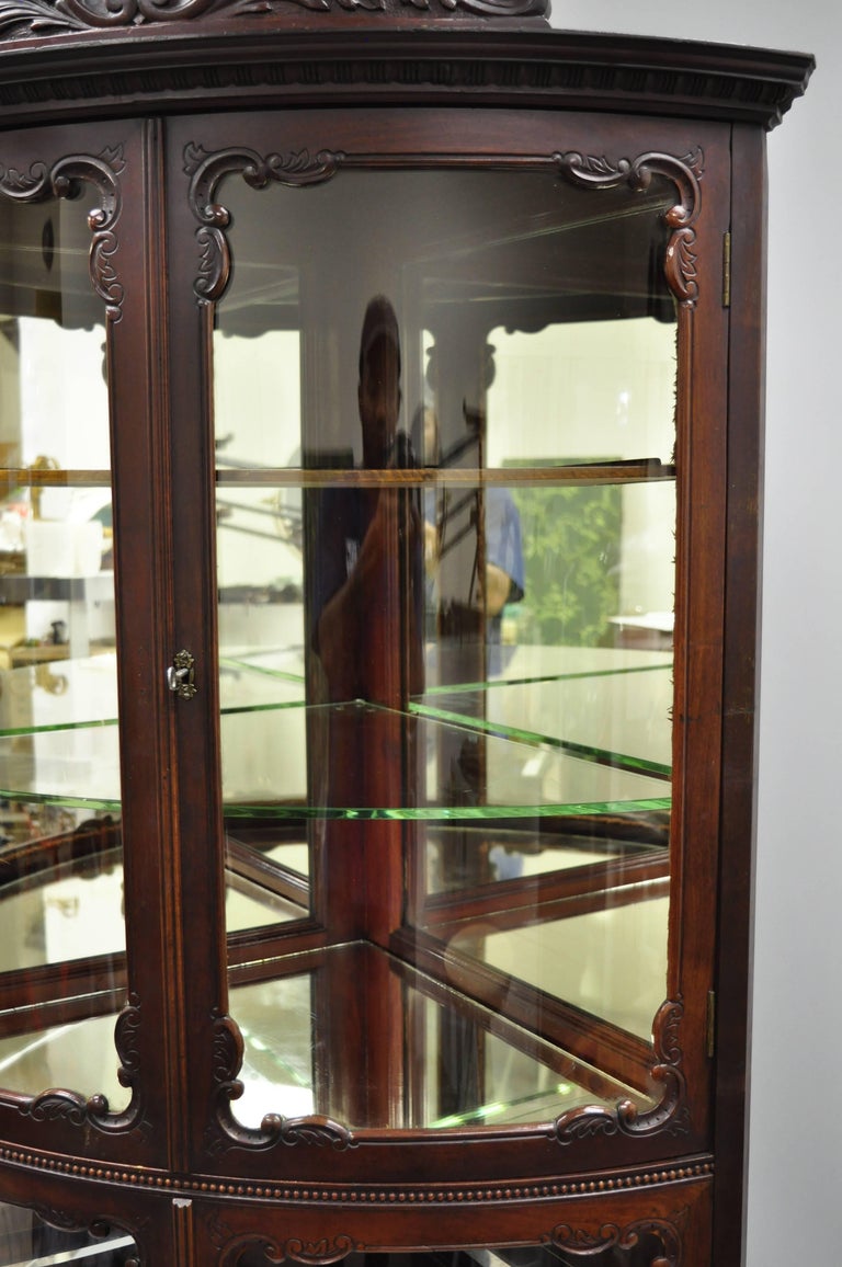 Antique Mahogany Victorian Bow Front Glass Corner Curio ...