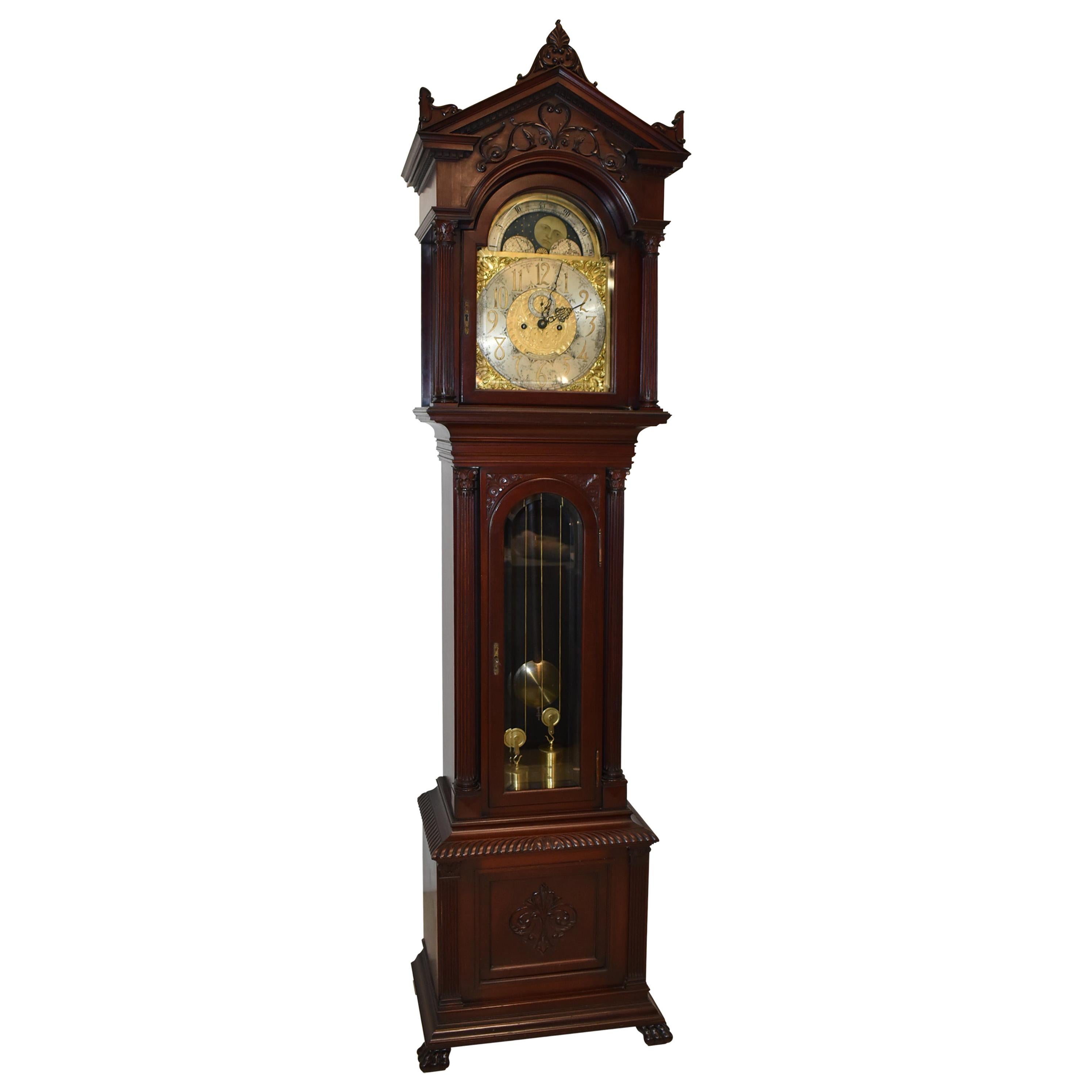 Antique Mahogany Webb C Ball Grandfather Clock Cleveland Ohio