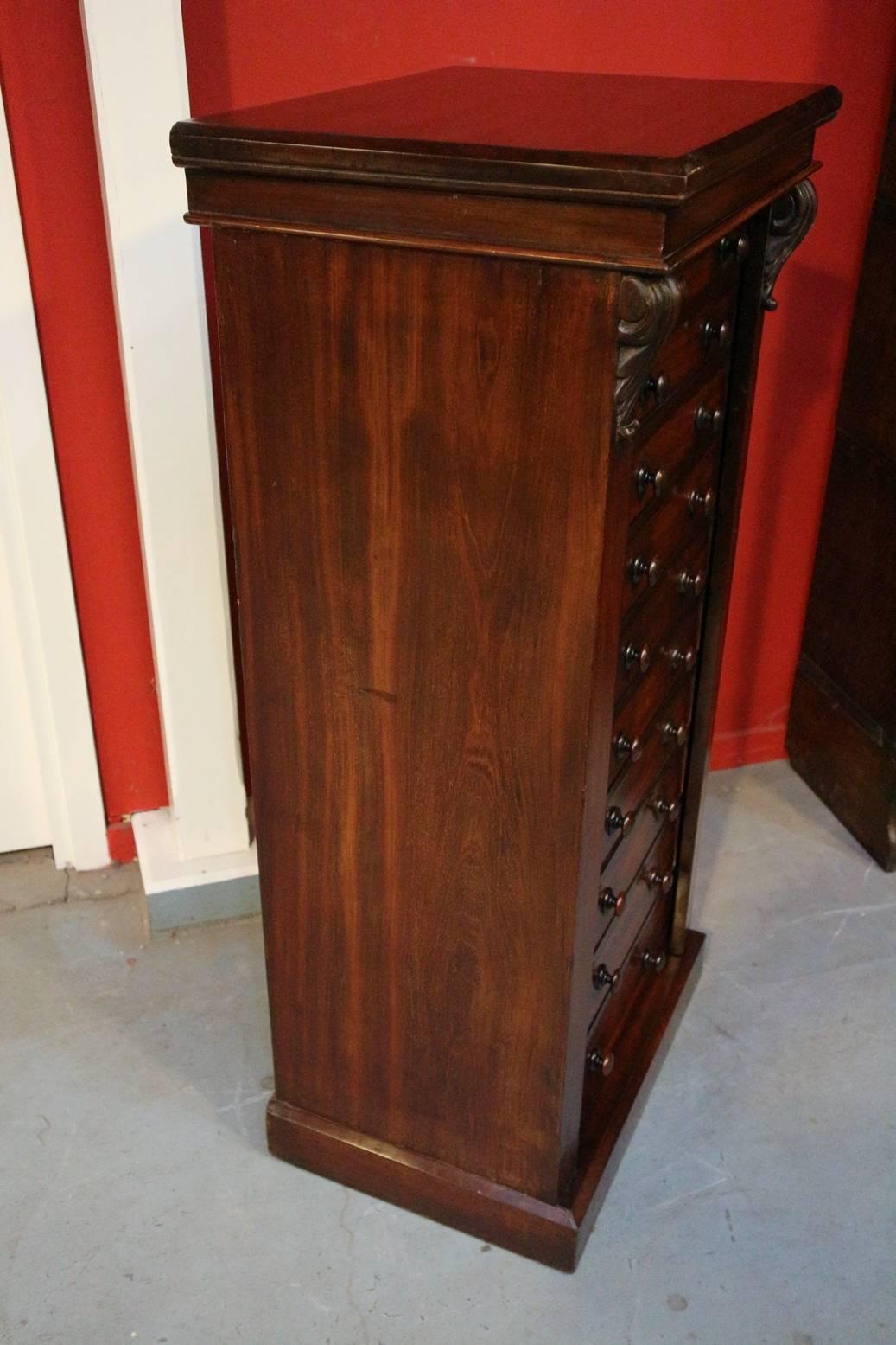 19th Century Antique Mahogany Wellington Chest of Drawers