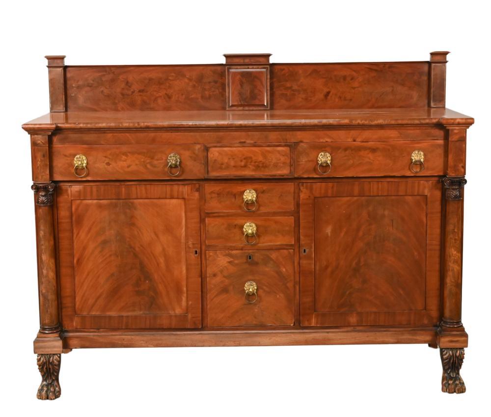 Antique Mahogany Wood Federal Style Credenza / Sideboard For Sale 7