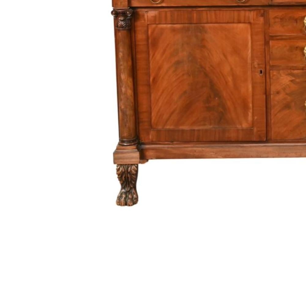 Early 19th Century Antique Mahogany Wood Federal Style Credenza / Sideboard For Sale