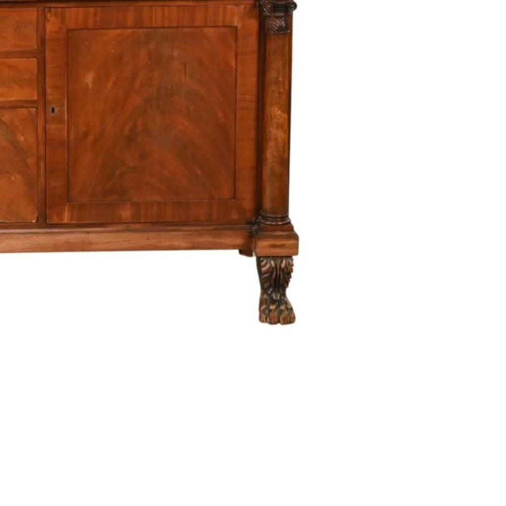 Bronze Antique Mahogany Wood Federal Style Credenza / Sideboard For Sale