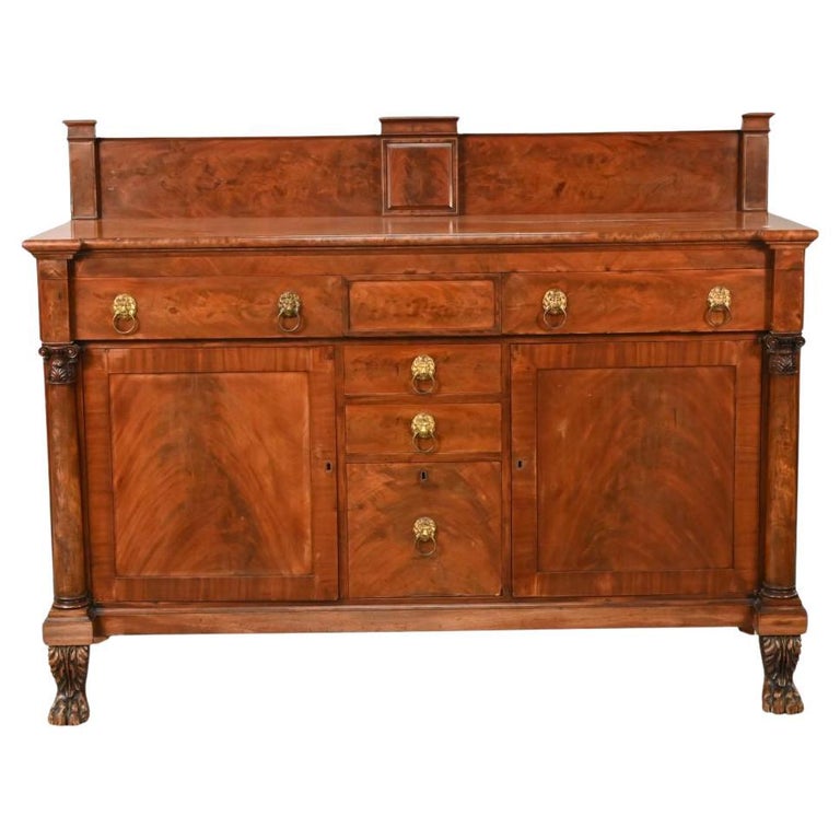 Antique Mahogany Wood Federal Style Credenza Sideboard For Sale