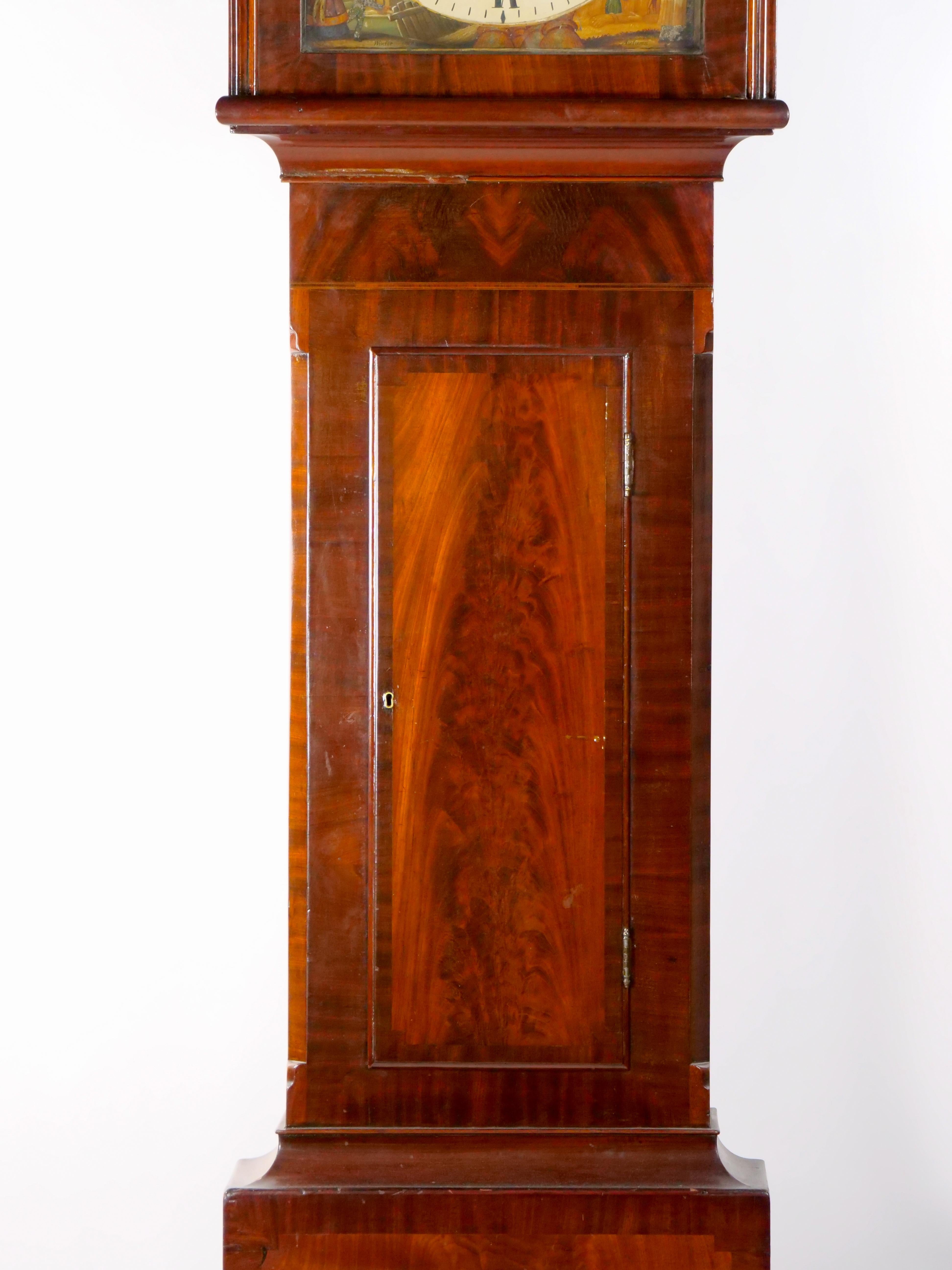 Brass Antique Mahogany Wood  Longcase Clock 