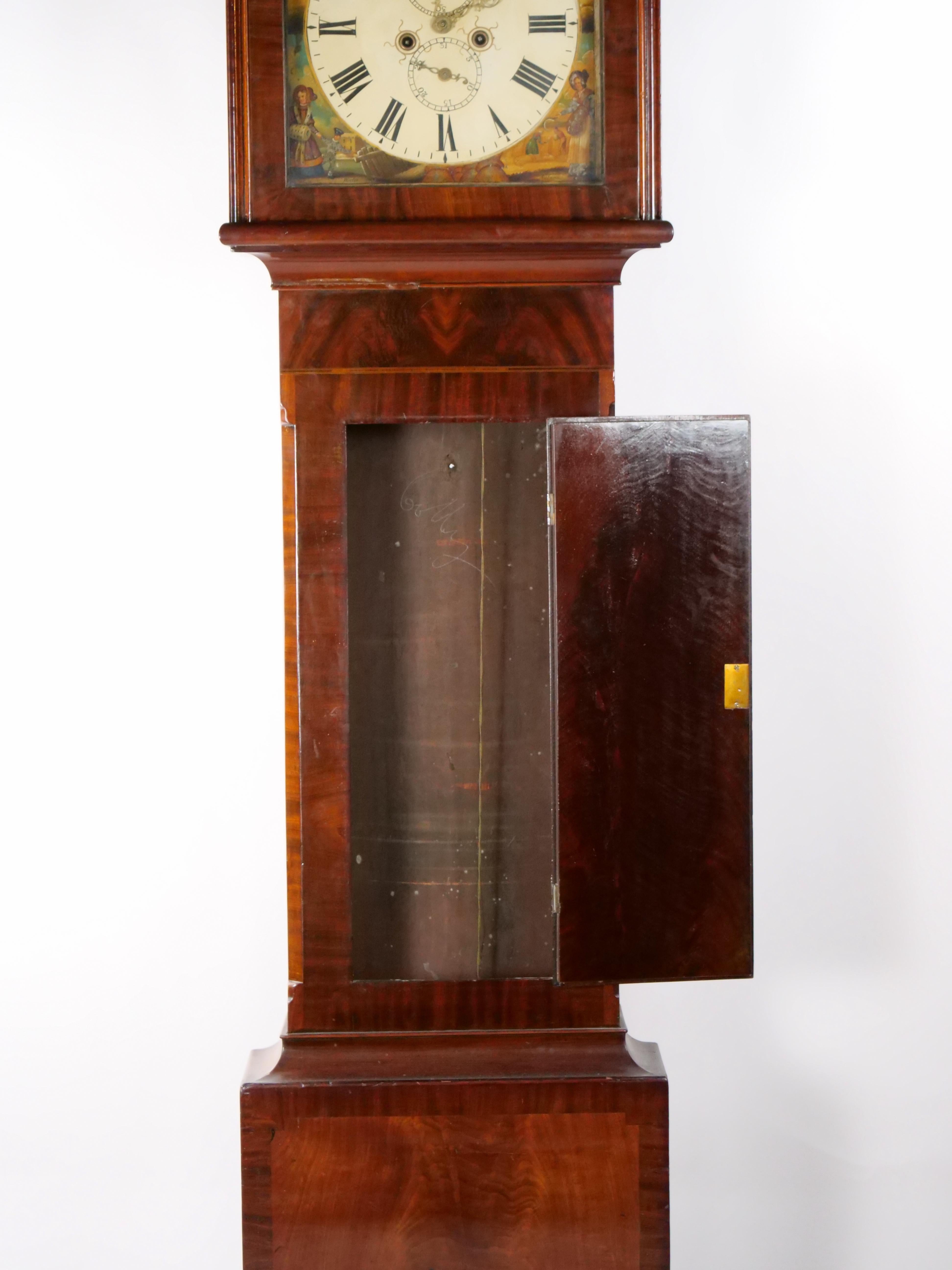 George III Antique Mahogany Wood  Longcase Clock 