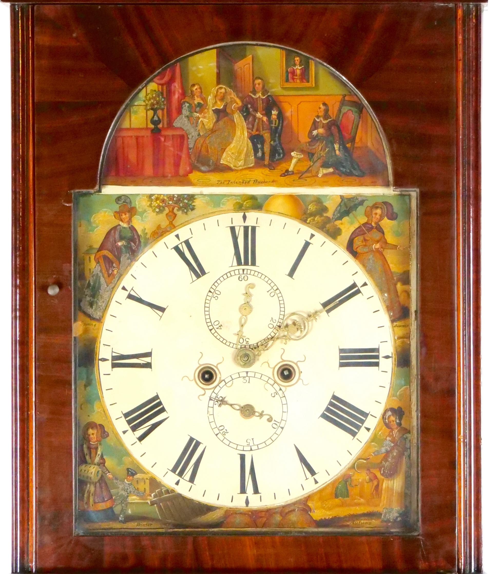 Hand-Carved Antique Mahogany Wood  Longcase Clock 
