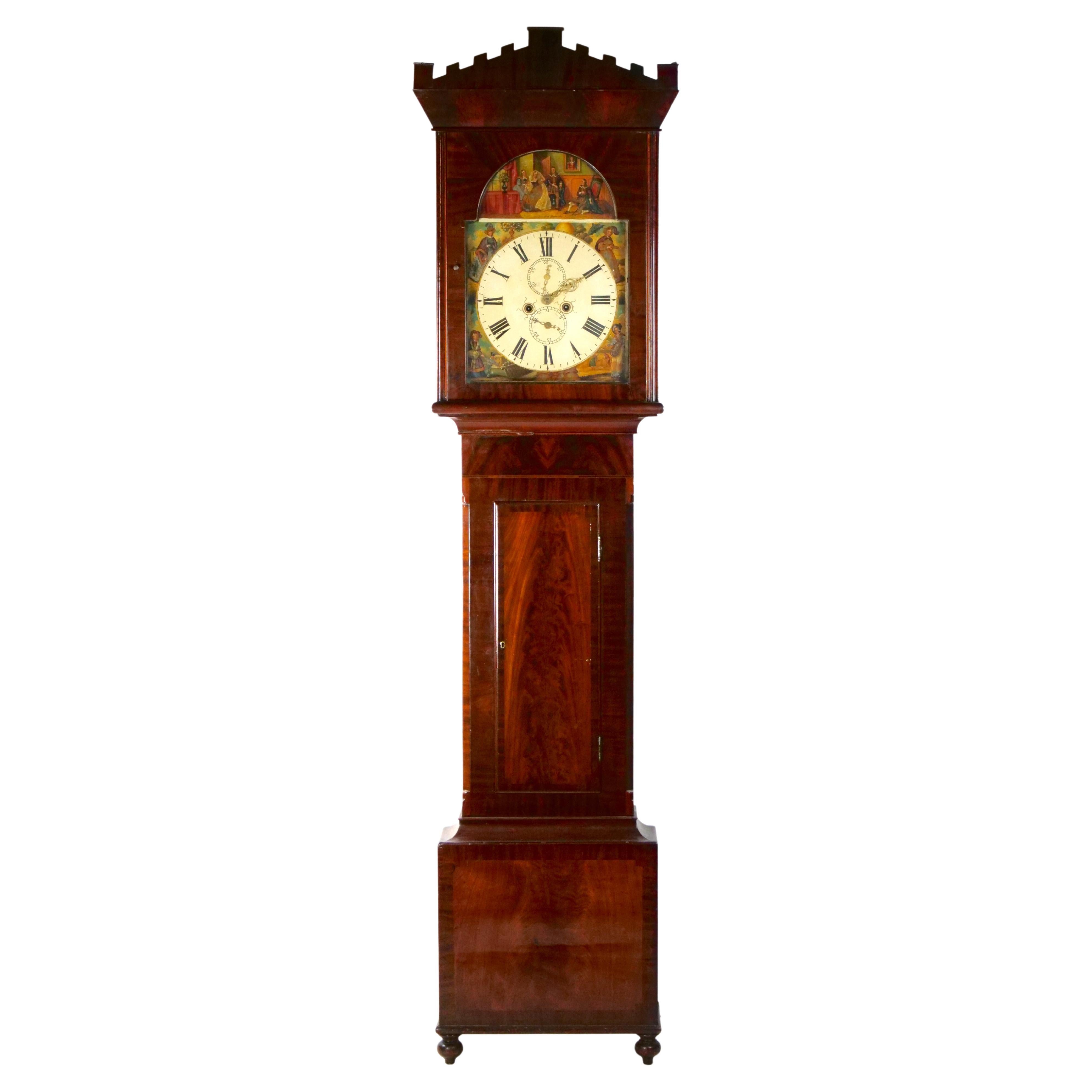 Antique Mahogany Wood  Longcase Clock "William Fullerton" For Sale