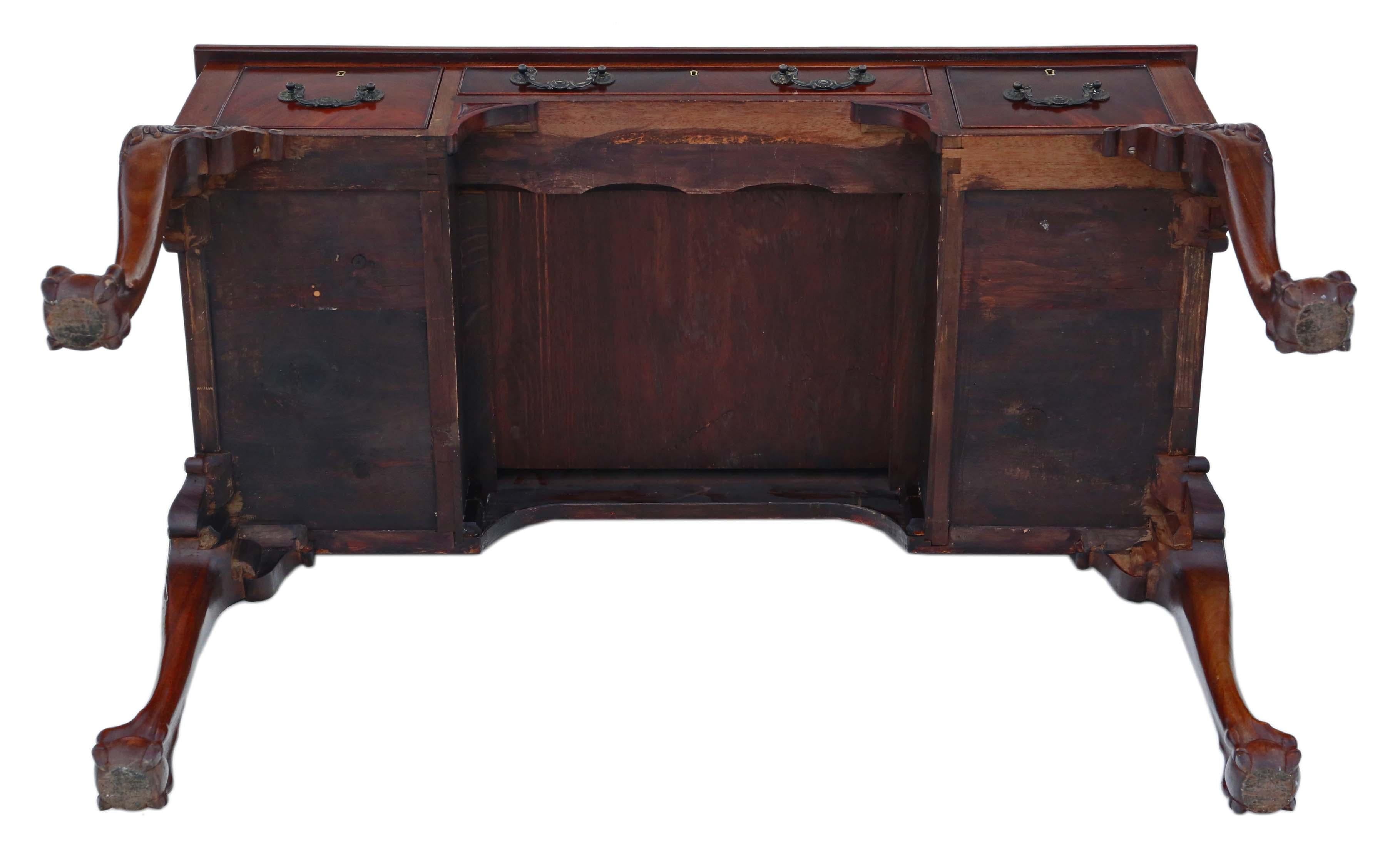 Wood Antique Mahogany Writing Desk Dressing Table For Sale