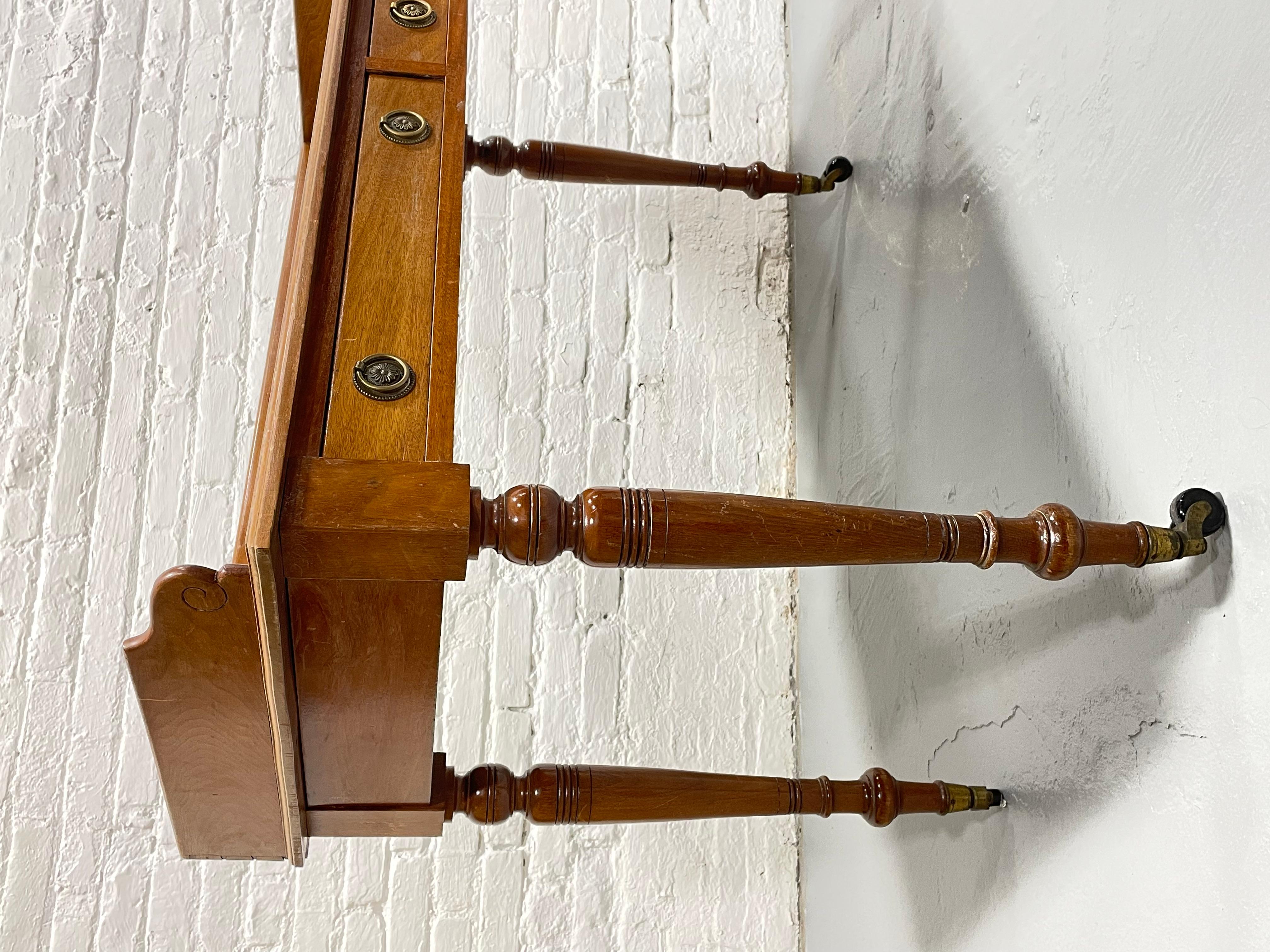 Antique Mahogany Writing Table / Server Turned Legs Wheels, c. 1890 For Sale 5