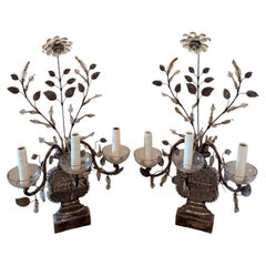Candelabri antichi Maison Bagues in cristallo di rocca, motivo floreale, 1880