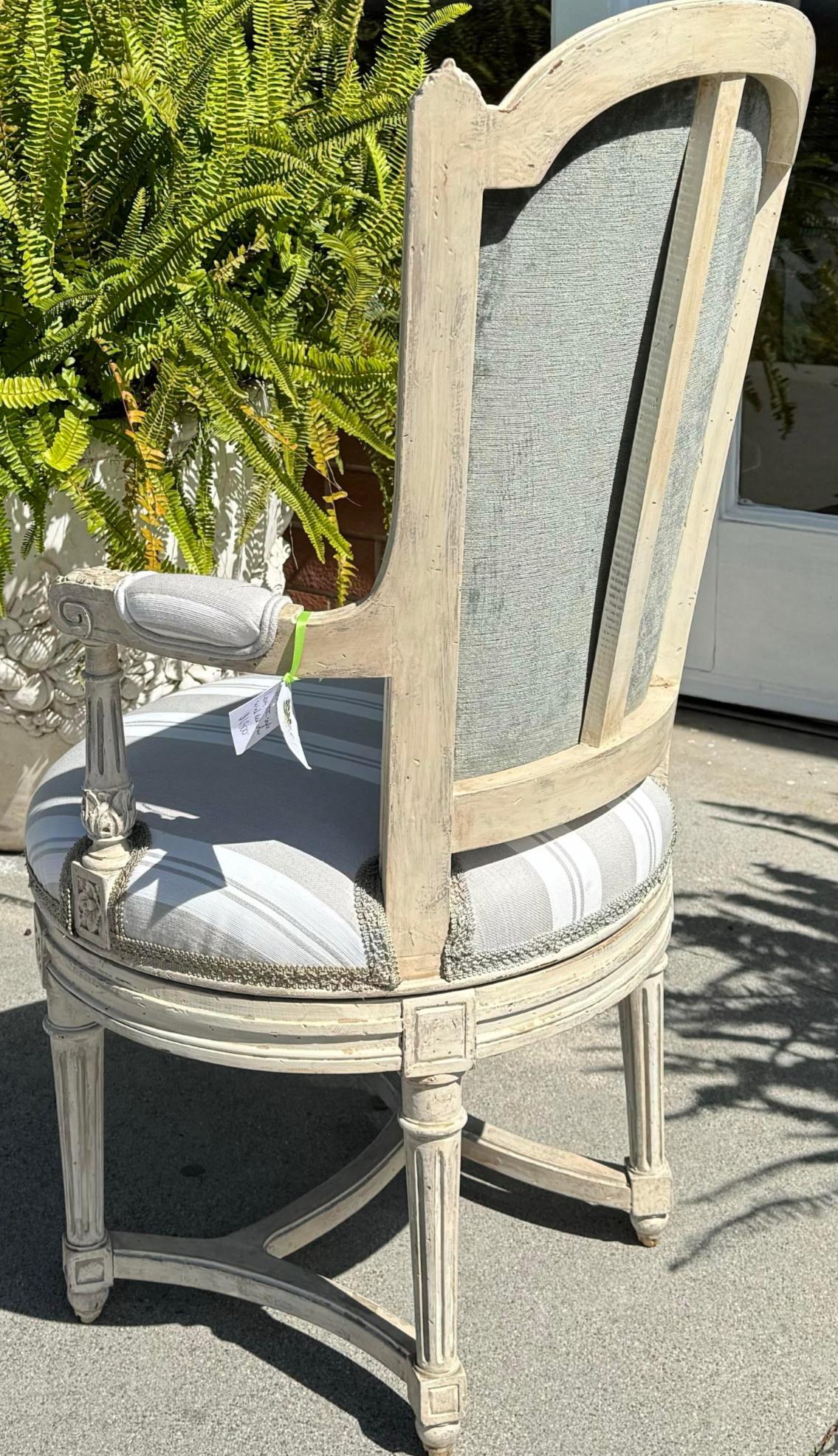 French Antique Maison Jansen Louis XVI Style Swivel Arm Chair For Sale