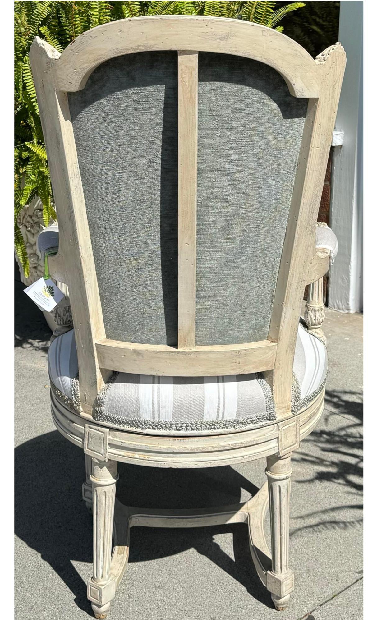 Antique Maison Jansen Louis XVI Style Swivel Arm Chair In Good Condition For Sale In LOS ANGELES, CA