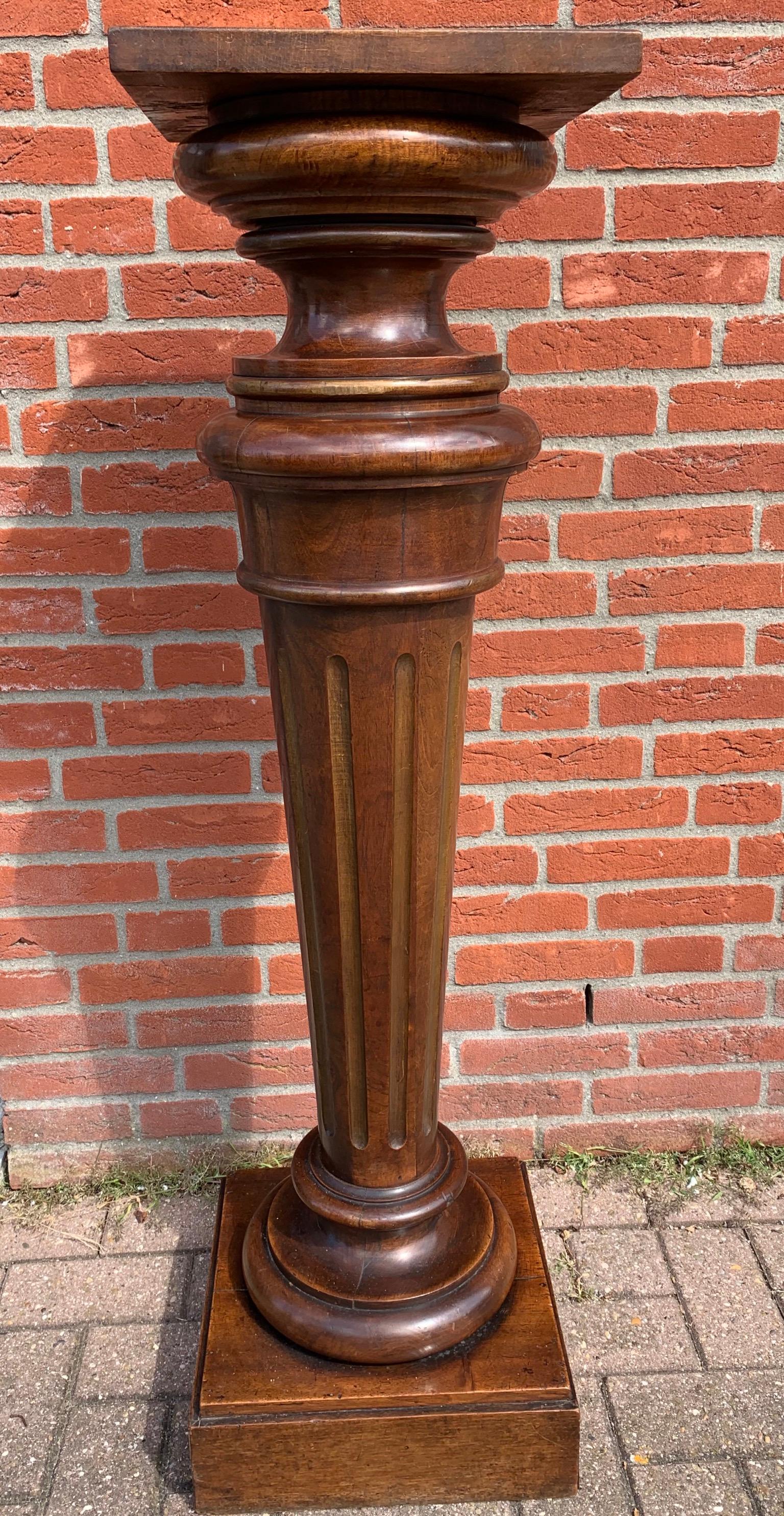 Antique & Majestic Late 19th Century Hand Carved Nutwood Pedestal Display Stand 3