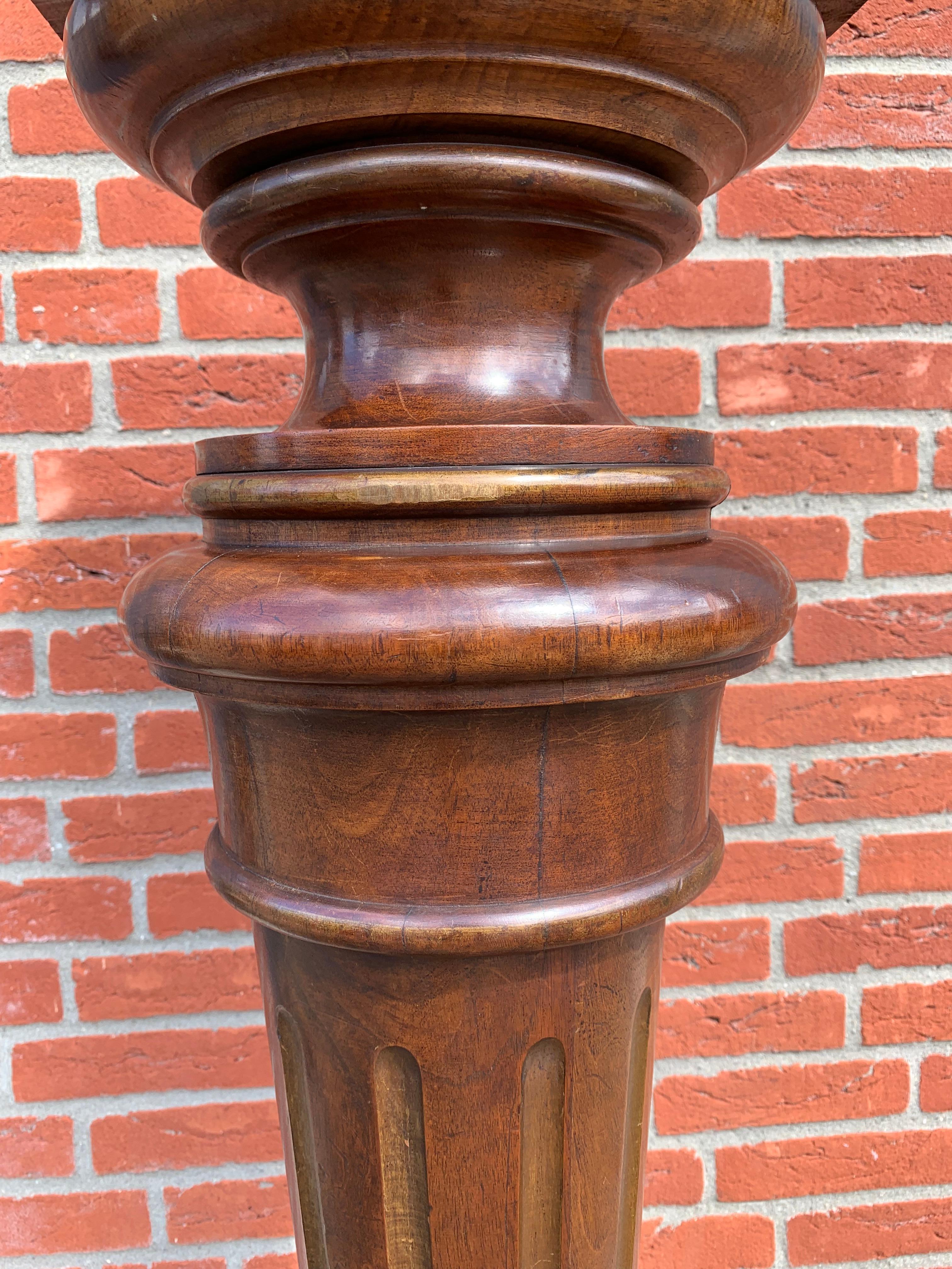Antique & Majestic Late 19th Century Hand Carved Nutwood Pedestal Display Stand 5