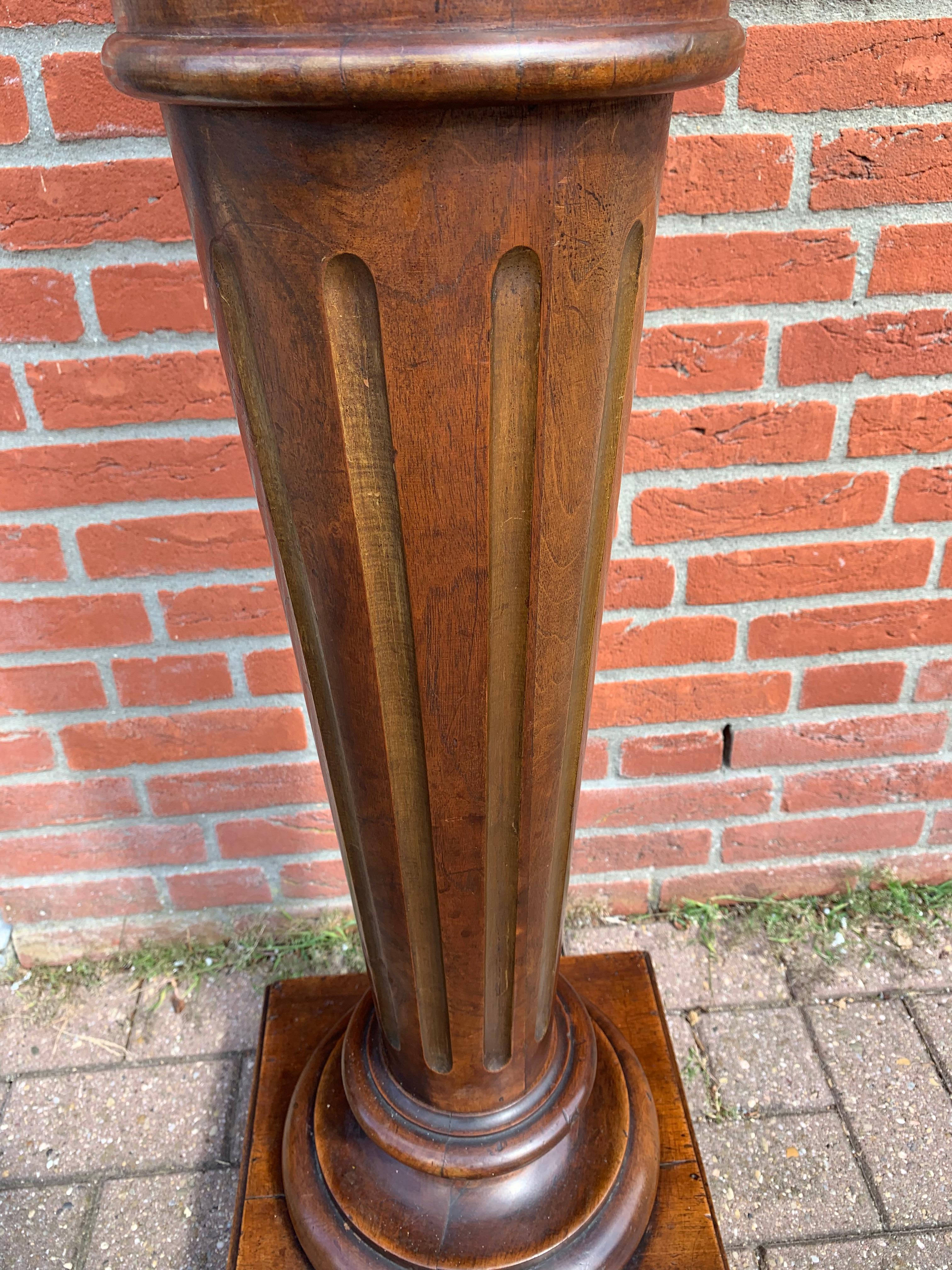 Antique & Majestic Late 19th Century Hand Carved Nutwood Pedestal Display Stand 6