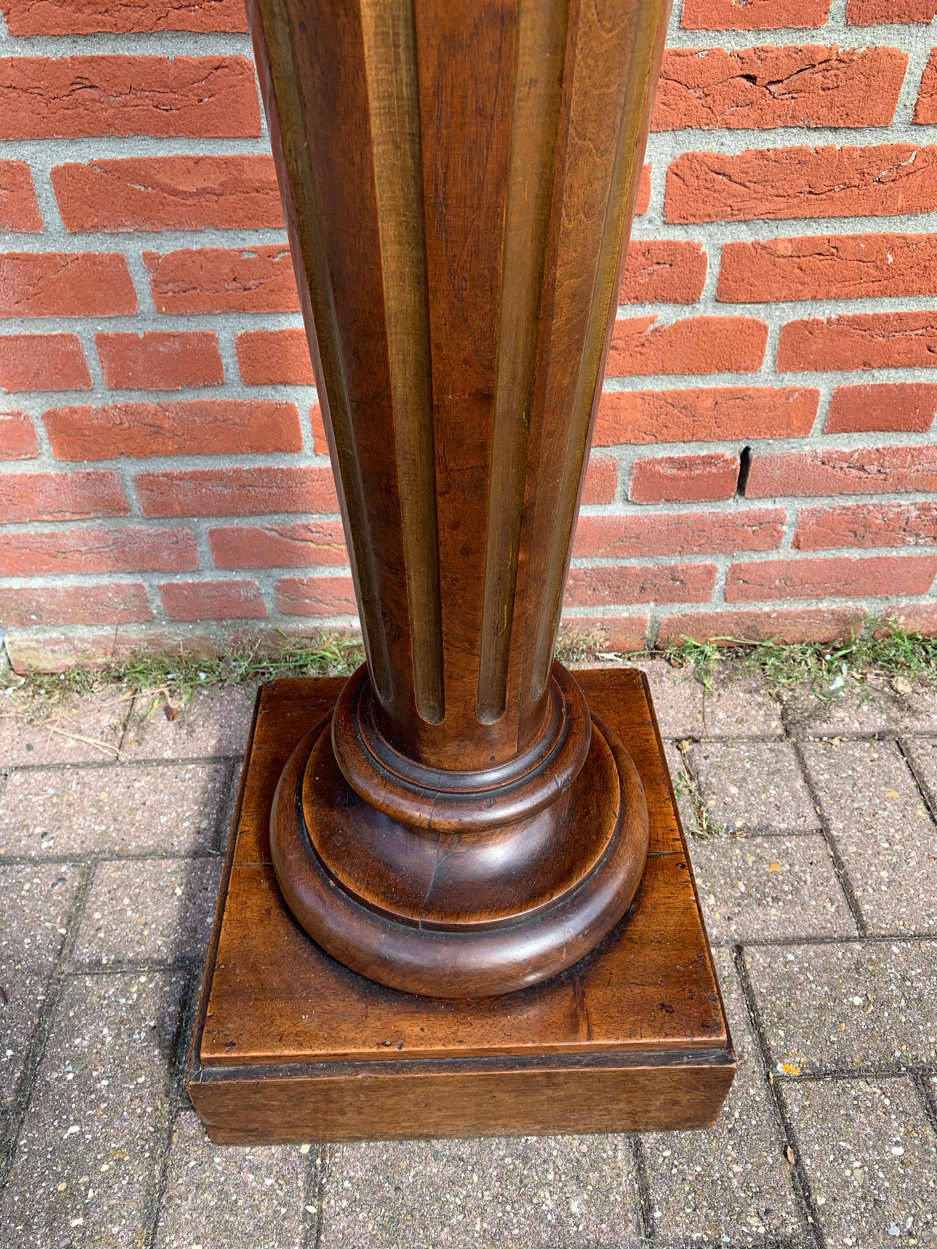 Antique & Majestic Late 19th Century Hand Carved Nutwood Pedestal Display Stand 8