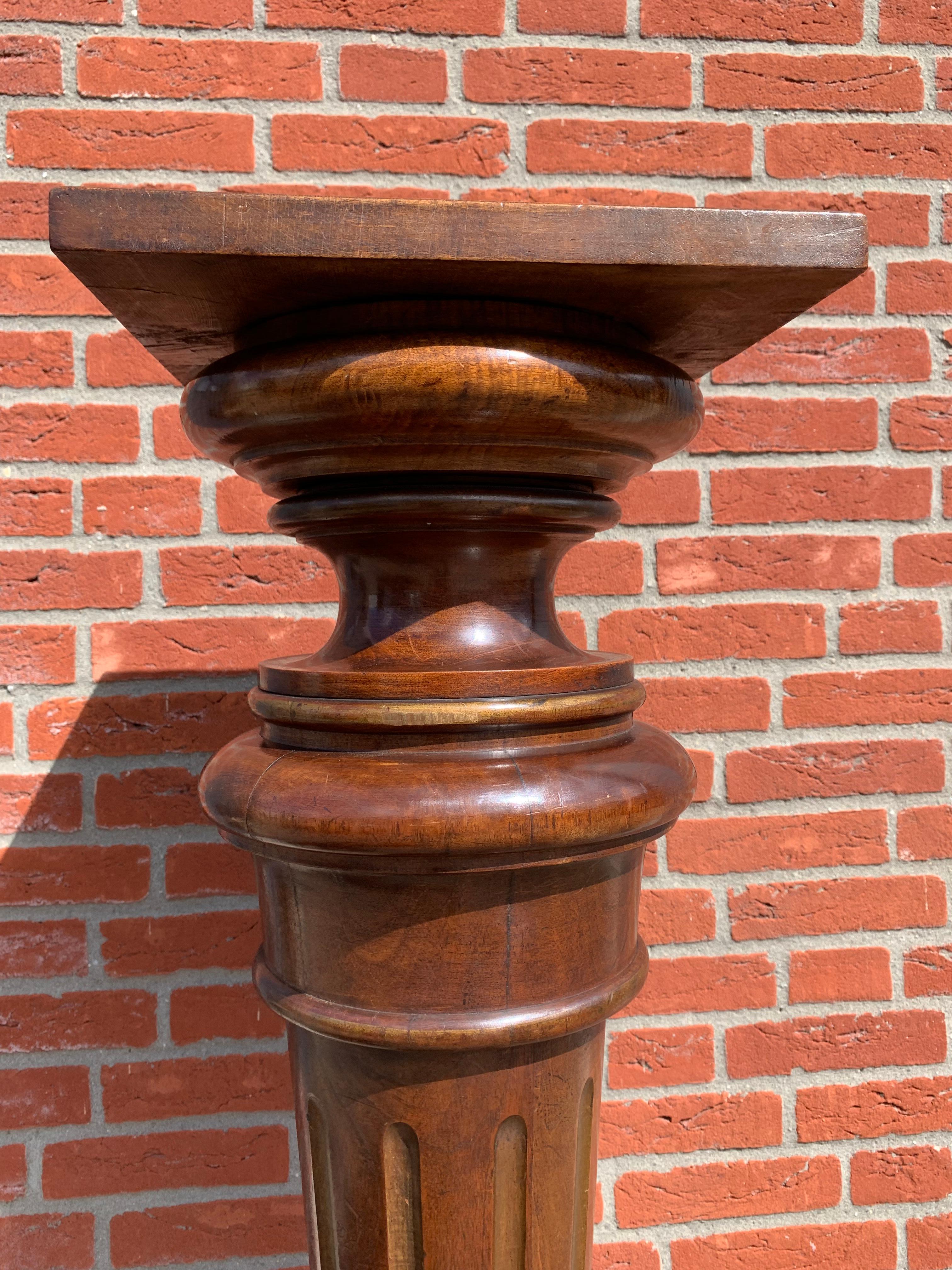 Antique & Majestic Late 19th Century Hand Carved Nutwood Pedestal Display Stand 9