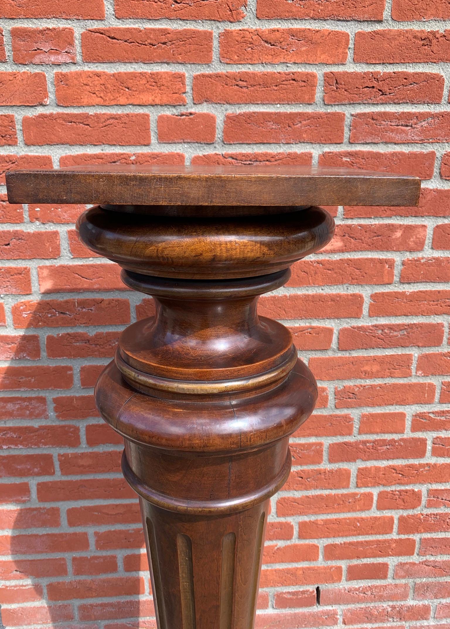 Antique & Majestic Late 19th Century Hand Carved Nutwood Pedestal Display Stand 11