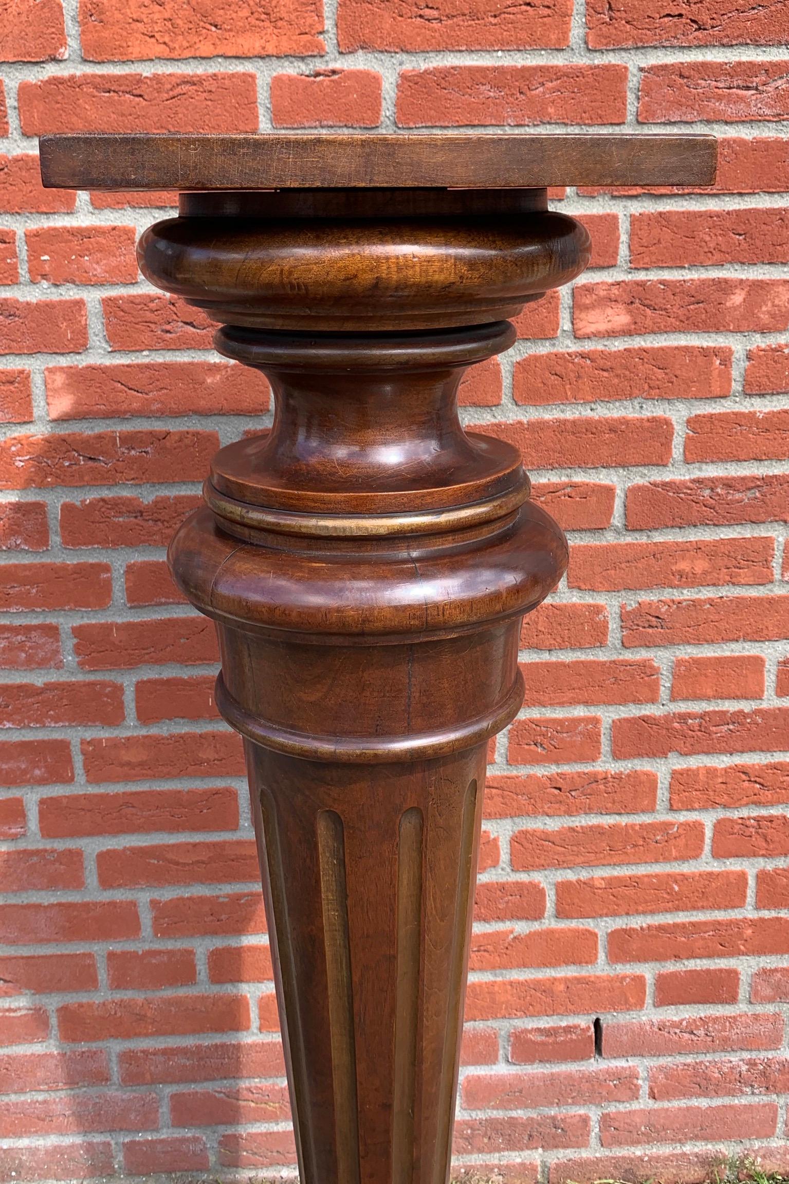 Antique & Majestic Late 19th Century Hand Carved Nutwood Pedestal Display Stand 12