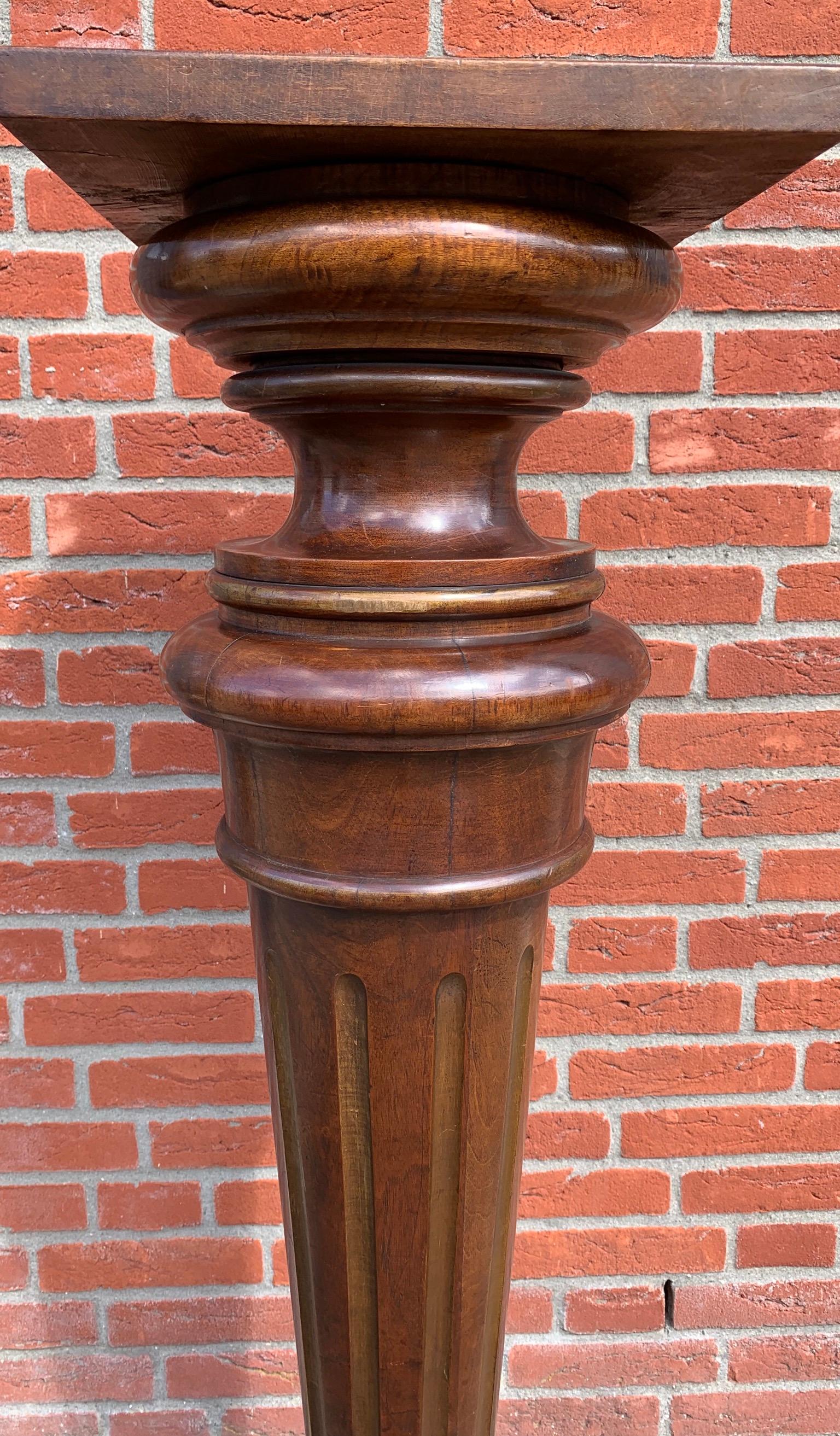 Classical Roman Antique & Majestic Late 19th Century Hand Carved Nutwood Pedestal Display Stand