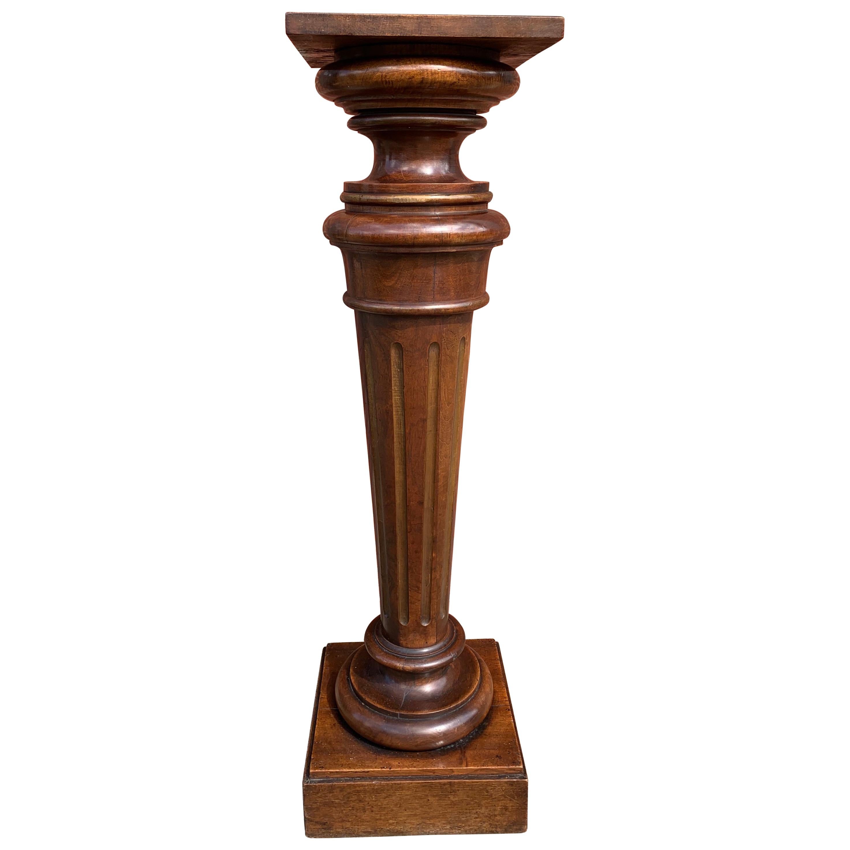 Antique & Majestic Late 19th Century Hand Carved Nutwood Pedestal Display Stand