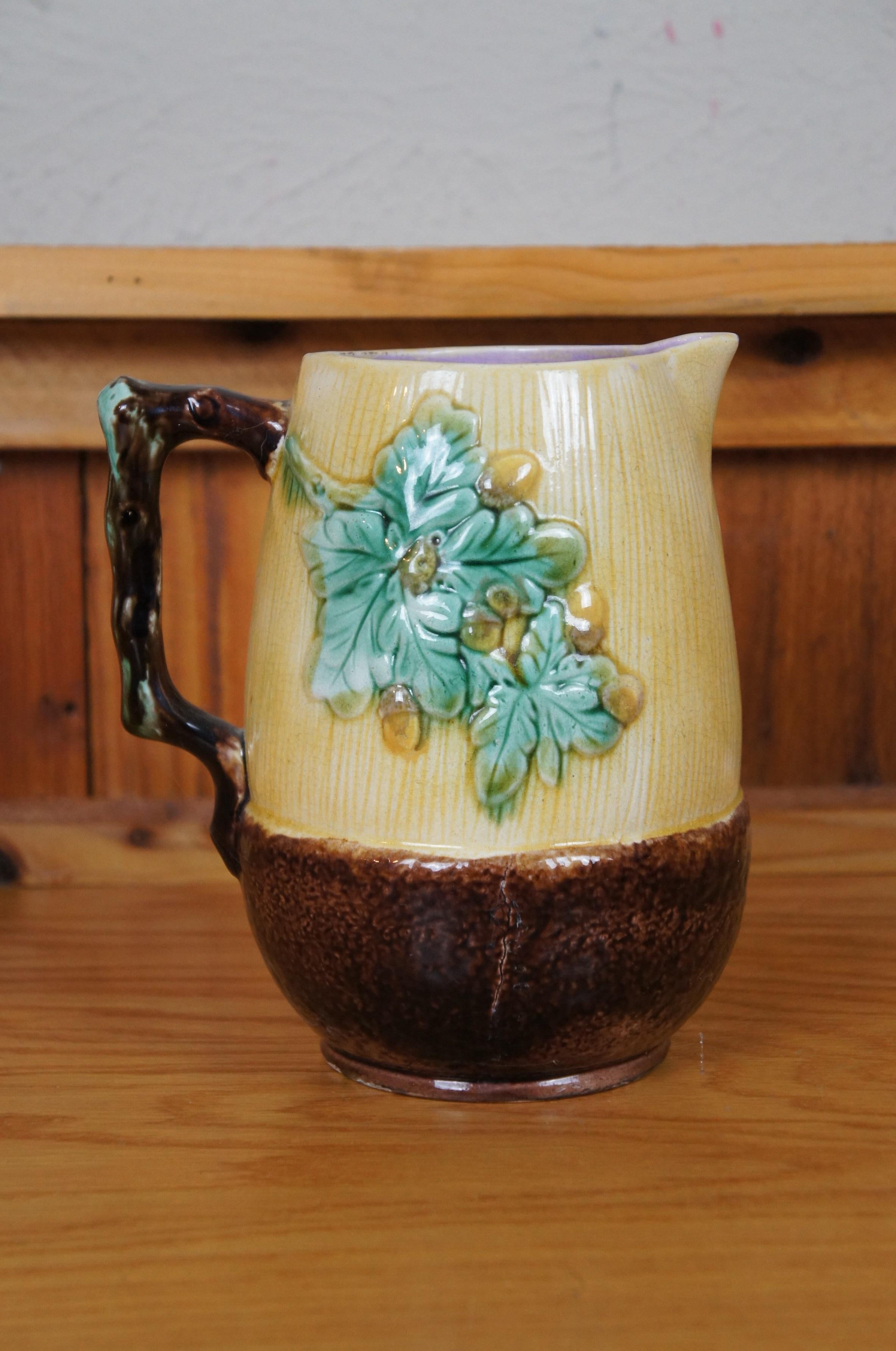 Antica brocca in maiolica Adams & Bromley Oak Leaf & Acorn Nut Creamer Jug da 8