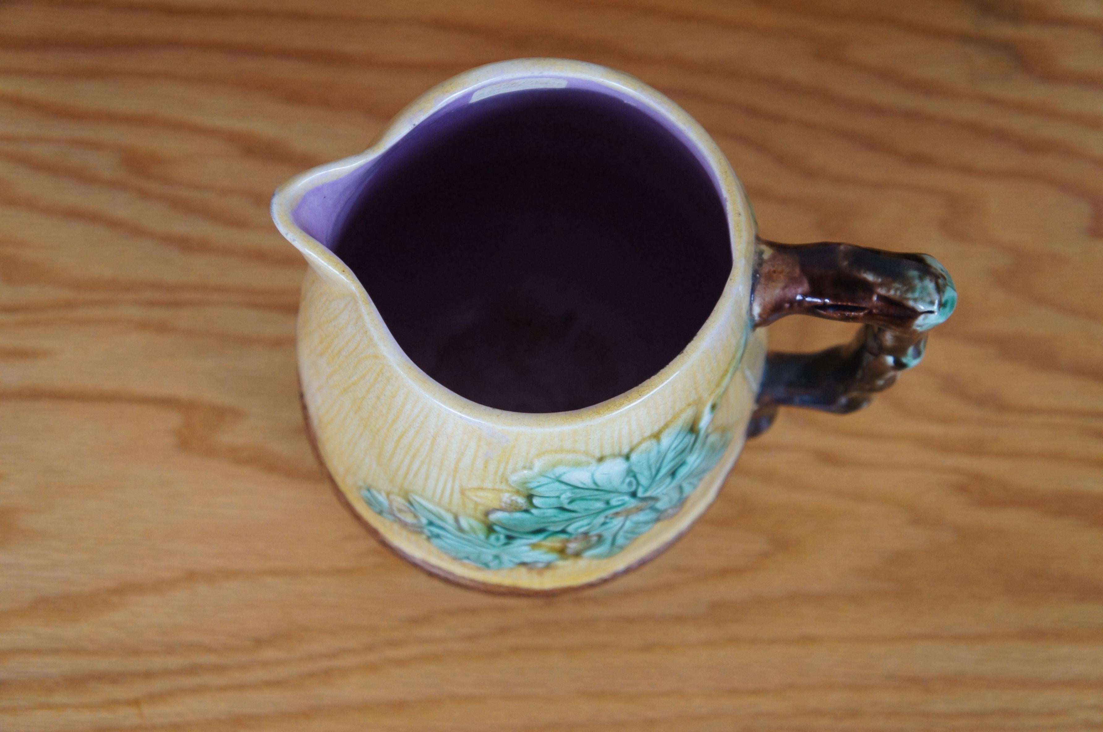 Majolica Antica brocca in maiolica Adams & Bromley Oak Leaf & Acorn Nut Creamer Jug da 8