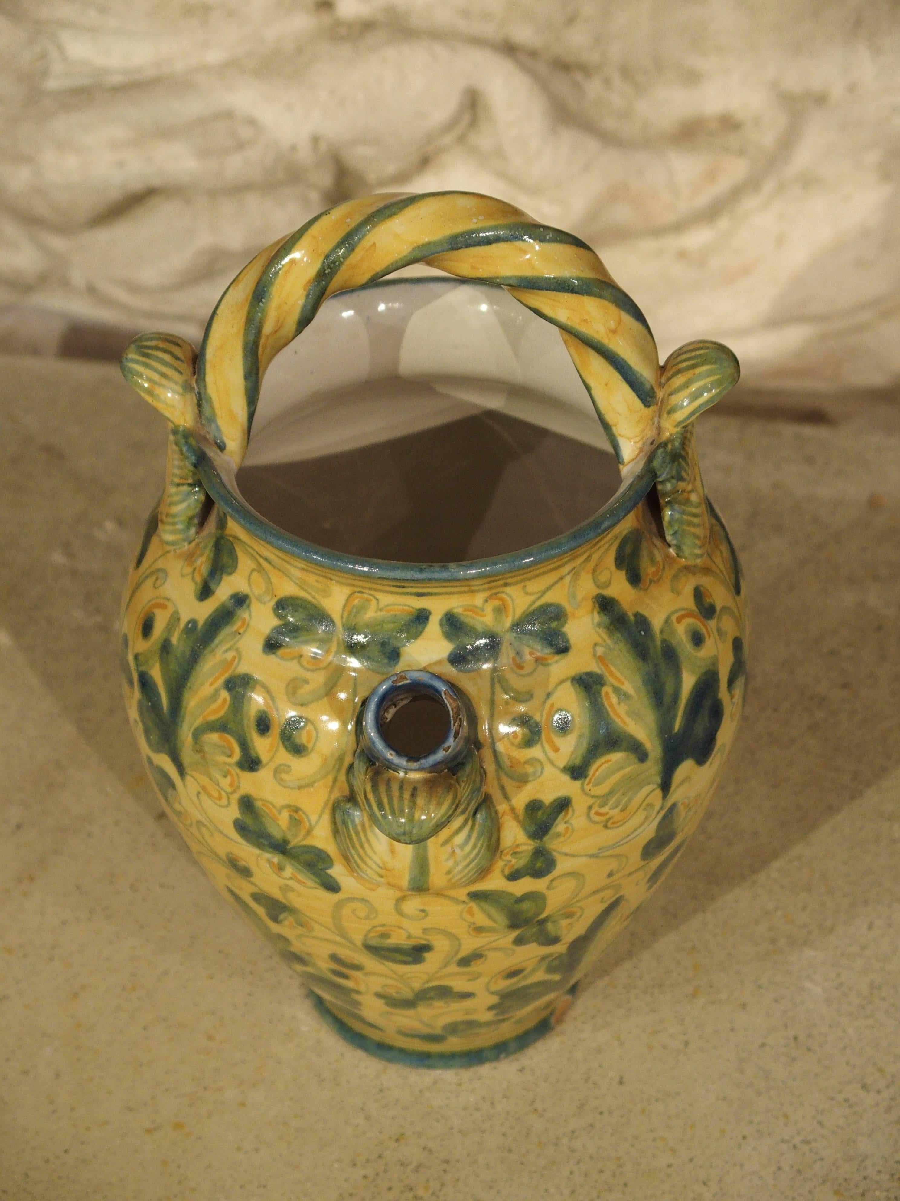 Antique Majolica Apothecary Jar from Italy, 19th Century In Good Condition In Dallas, TX
